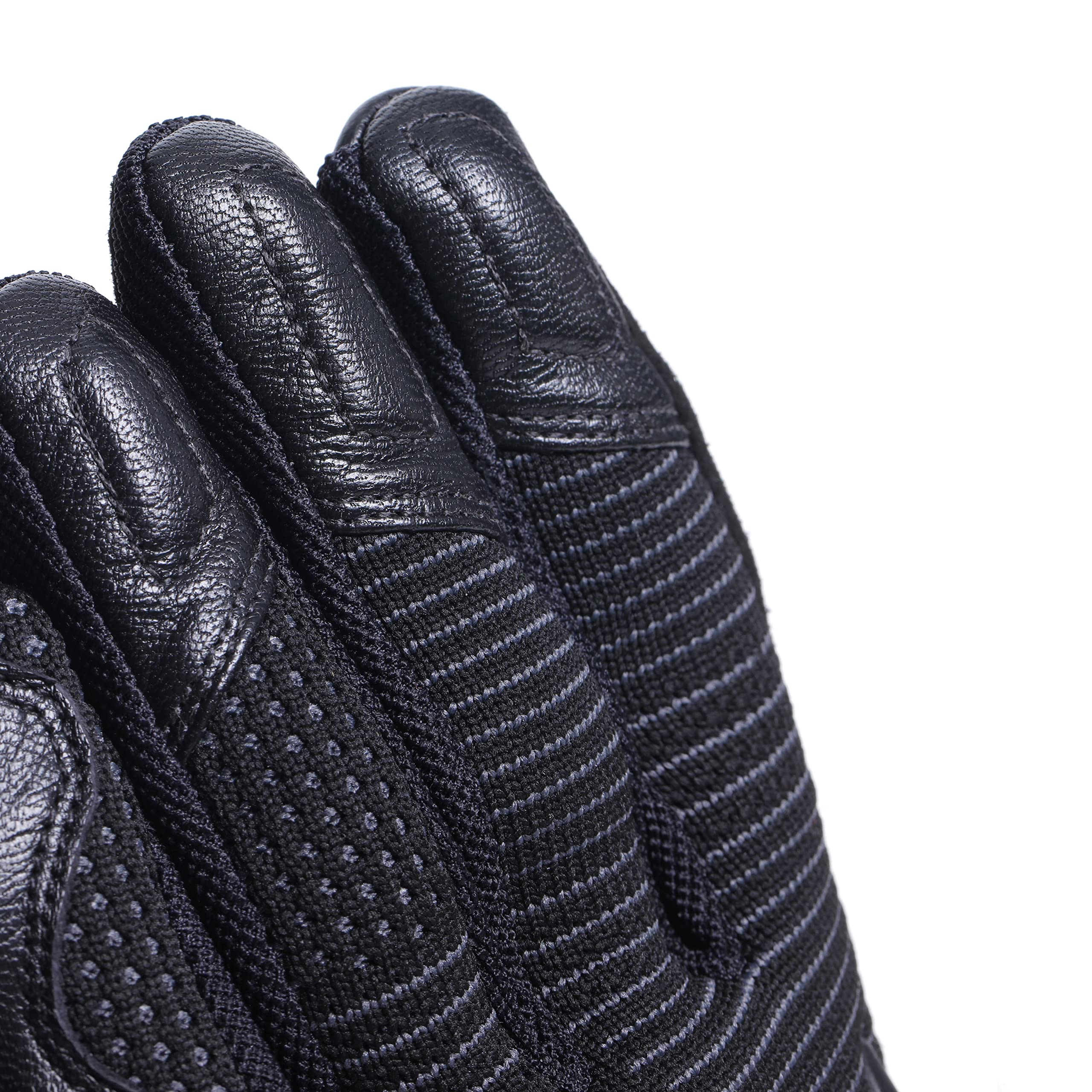 Dainese - Unruly Ergo-Tek Gloves, Guantes de Moto para Hombre, Tejido sin Costuras, Refuerzos de Cuero, Protección de Nudillos, Pantalla Táctil, Negro/Antracita, XL