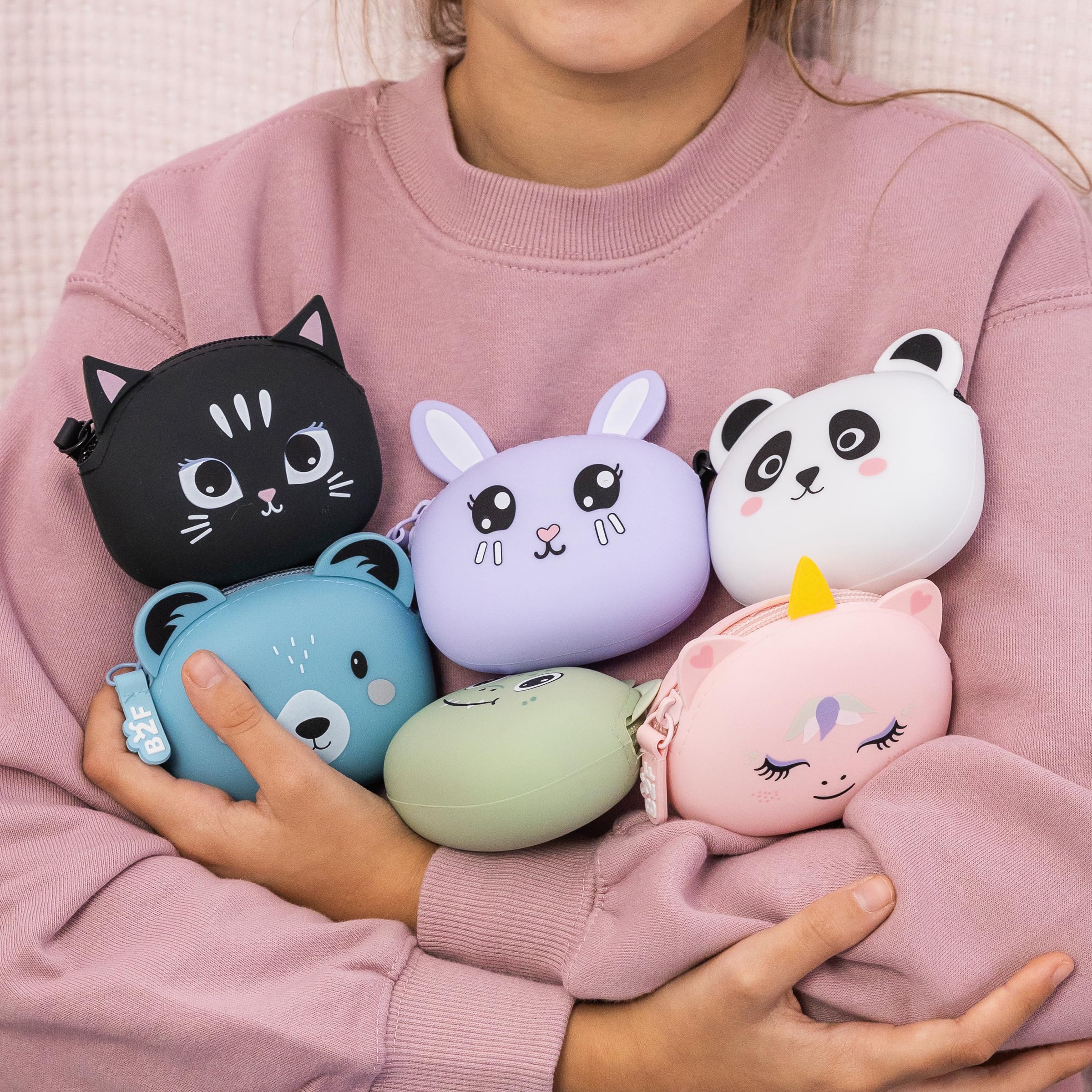 Monedero de Silicona Suave 90x70x35mm Cremallera Portamonedas Pequeño Animalitos Regalo Escolar
