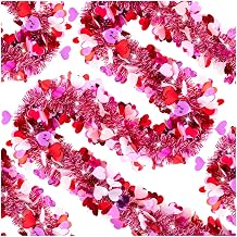 6 PCS Valentines Day Tinsel Garland, 39.4 ft Heart Metallic Fringe