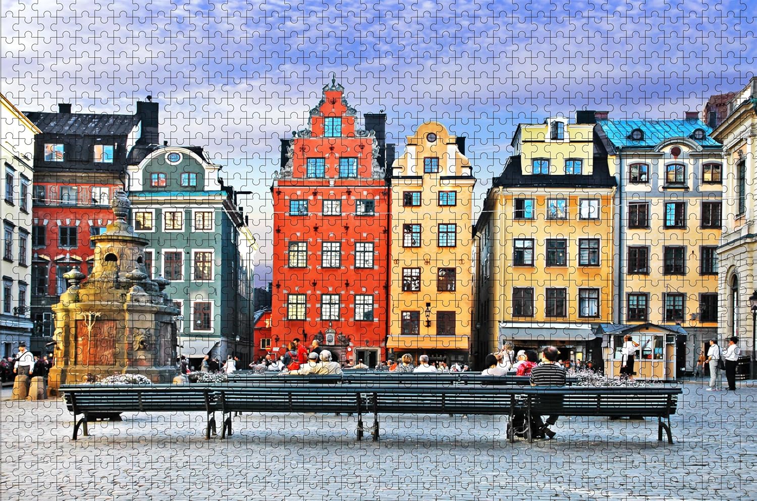 Old Town of Stockholm Jigsaw Puzzles 1000 Pieces for Adults, Popular touristic Attraction Sweden Wooden Puzzle Fit Together Perfectly Gifts for Family