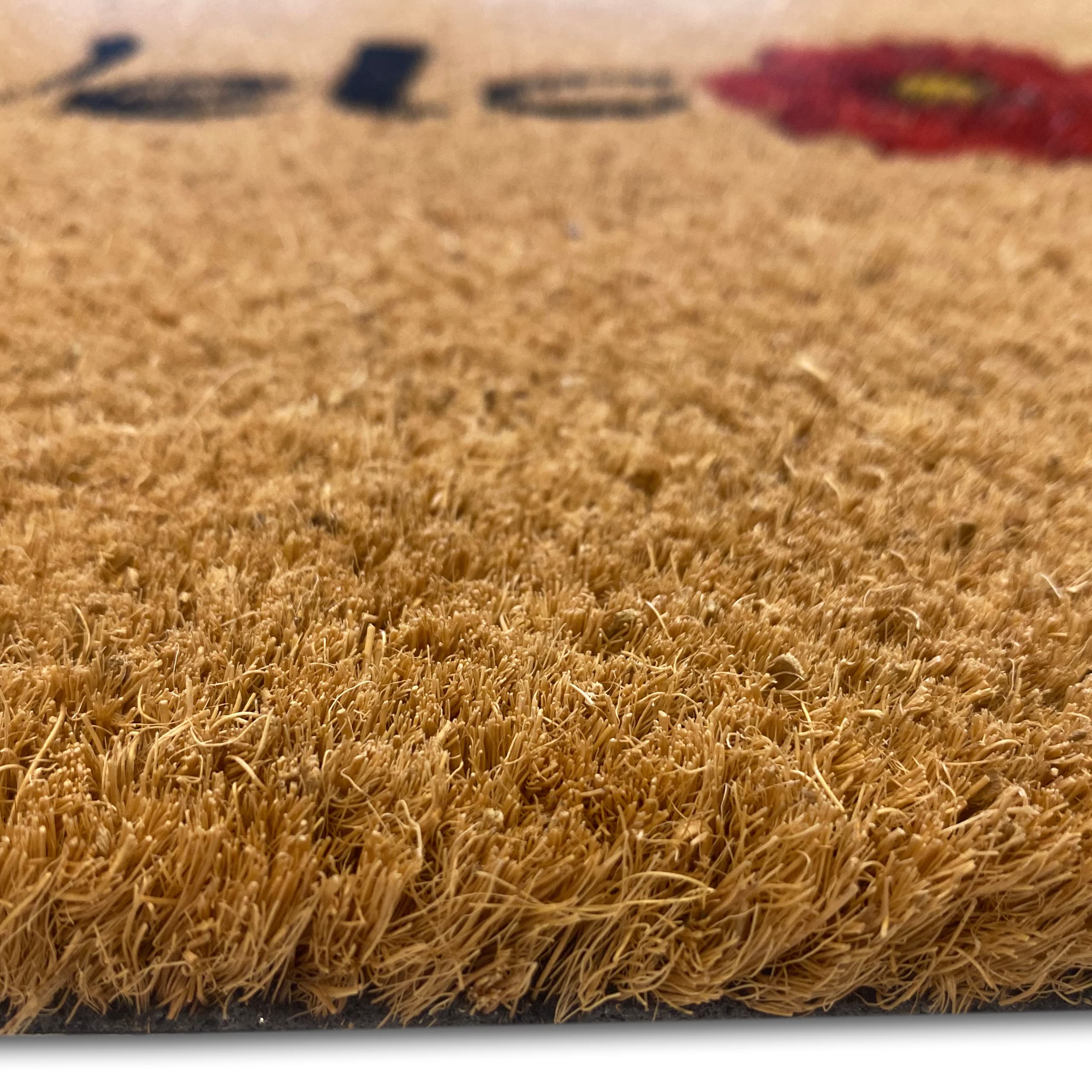 Teppich-Traum Zerbino sostenibile in Cocco • antibatterico • decorato con fiore in rosso, 45 x 75 cm