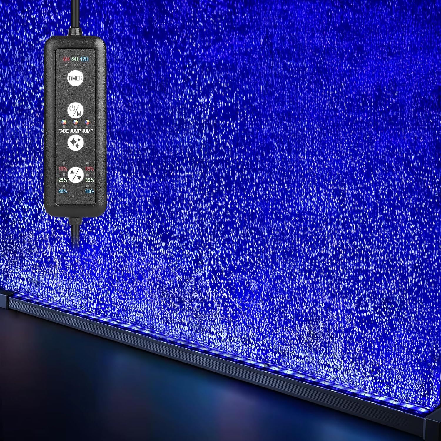 fishkeeper Submersible Fish Tank Light with Air Bubble Hole Color & Brightness & Timers Adjustable IP68 Waterproof Aquarium Bubble Light for Fish Tank Accessories Bubbler Wall (9W, Pump Not Included