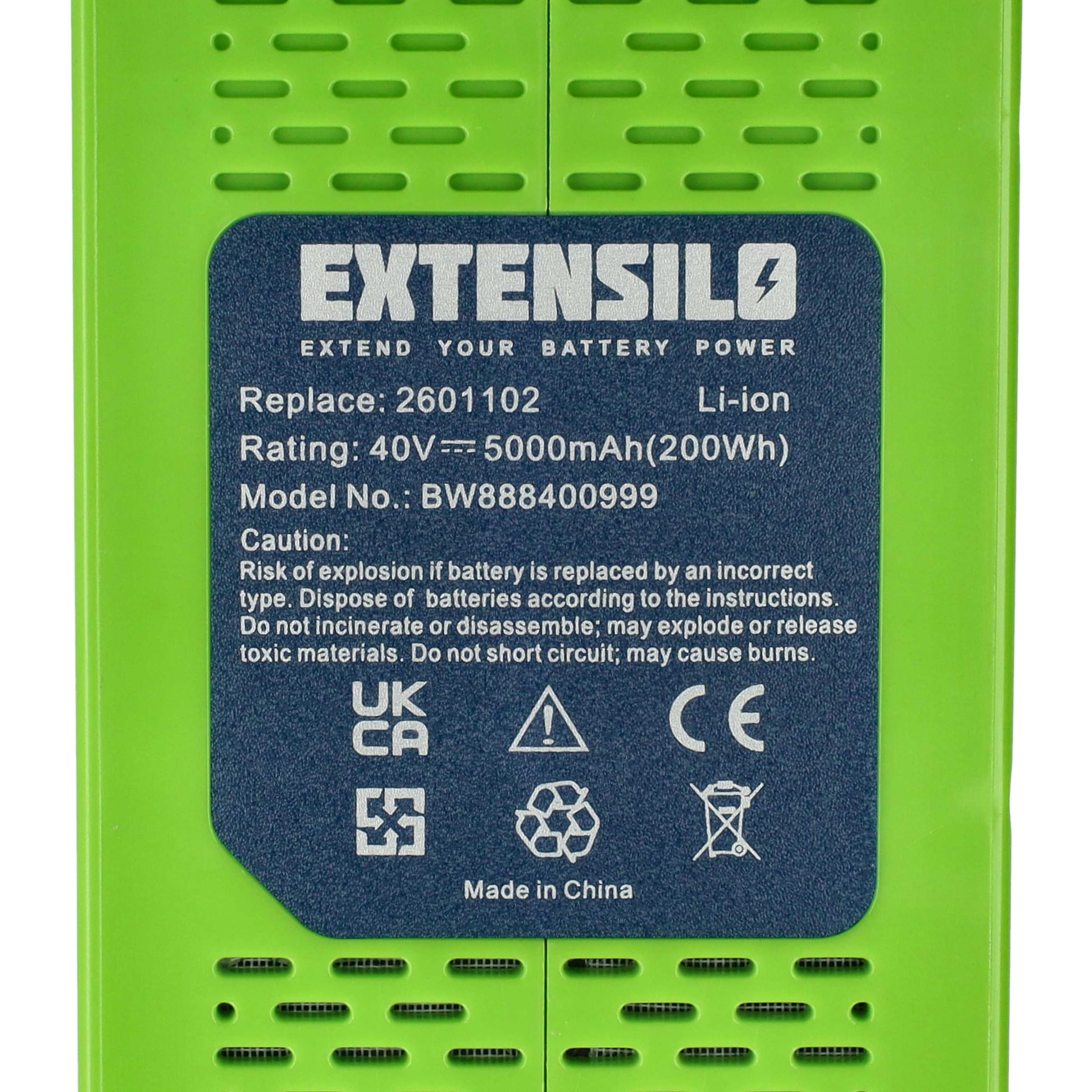 Batterie Remplacement pour Greenworks 29472 | 29662, 29252, 29282, 29302, 29462 pour outil de jardinage outil de jardinage (5Ah, 40V, Li-ion)