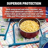Vista 7 de Lippert Juego de manteles de vinilo para camping y picnic con material 100% PEVA, tela impermeable y resistente a las manchas