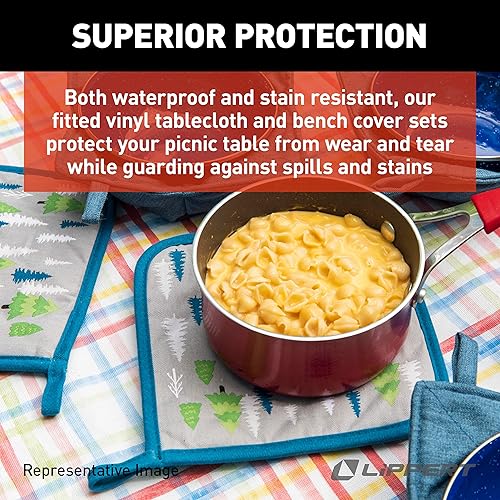Miniatura 7 de Lippert Juego de manteles de vinilo para camping y picnic con material 100% PEVA, tela impermeable y resistente a las manchas