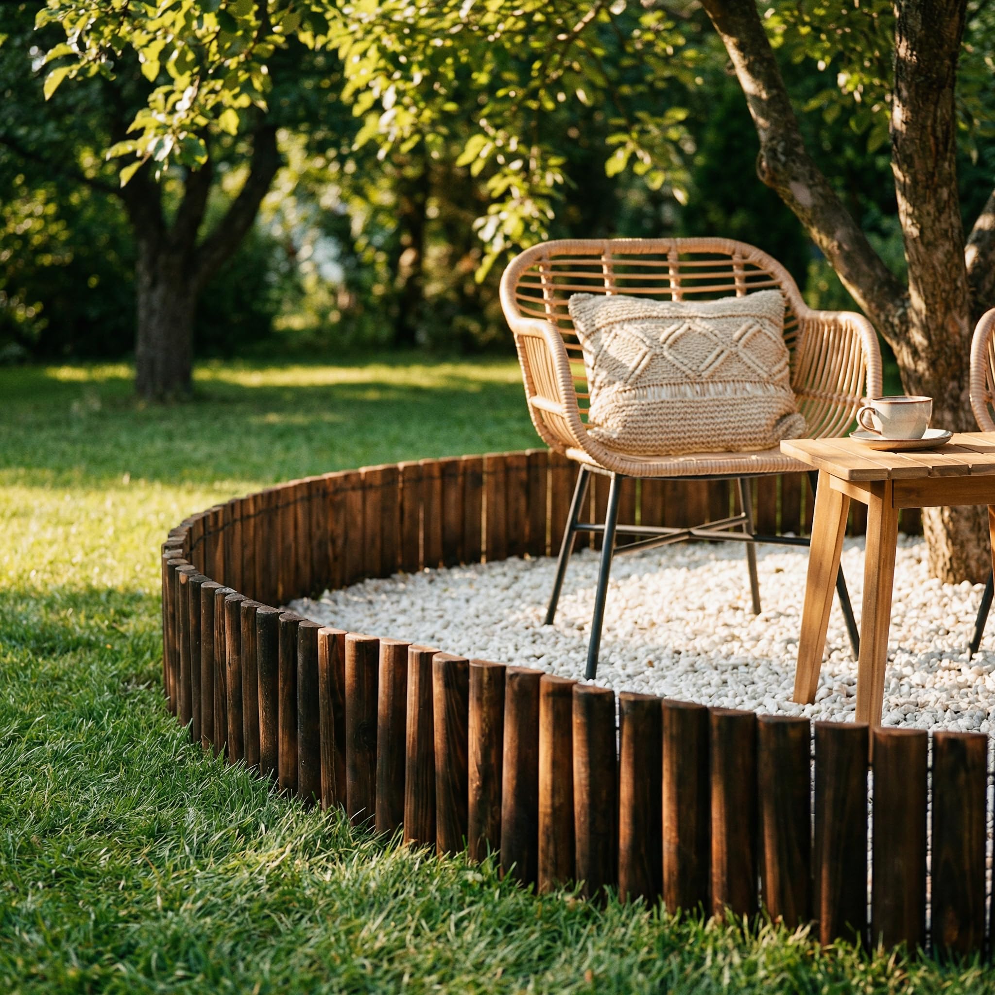 Recinzione in legno per esterni, giardino, prato, paesaggio, flessibile, finitura in legno bruciato, lunghezza 120 cm x altezza 30 cm, marrone scuro