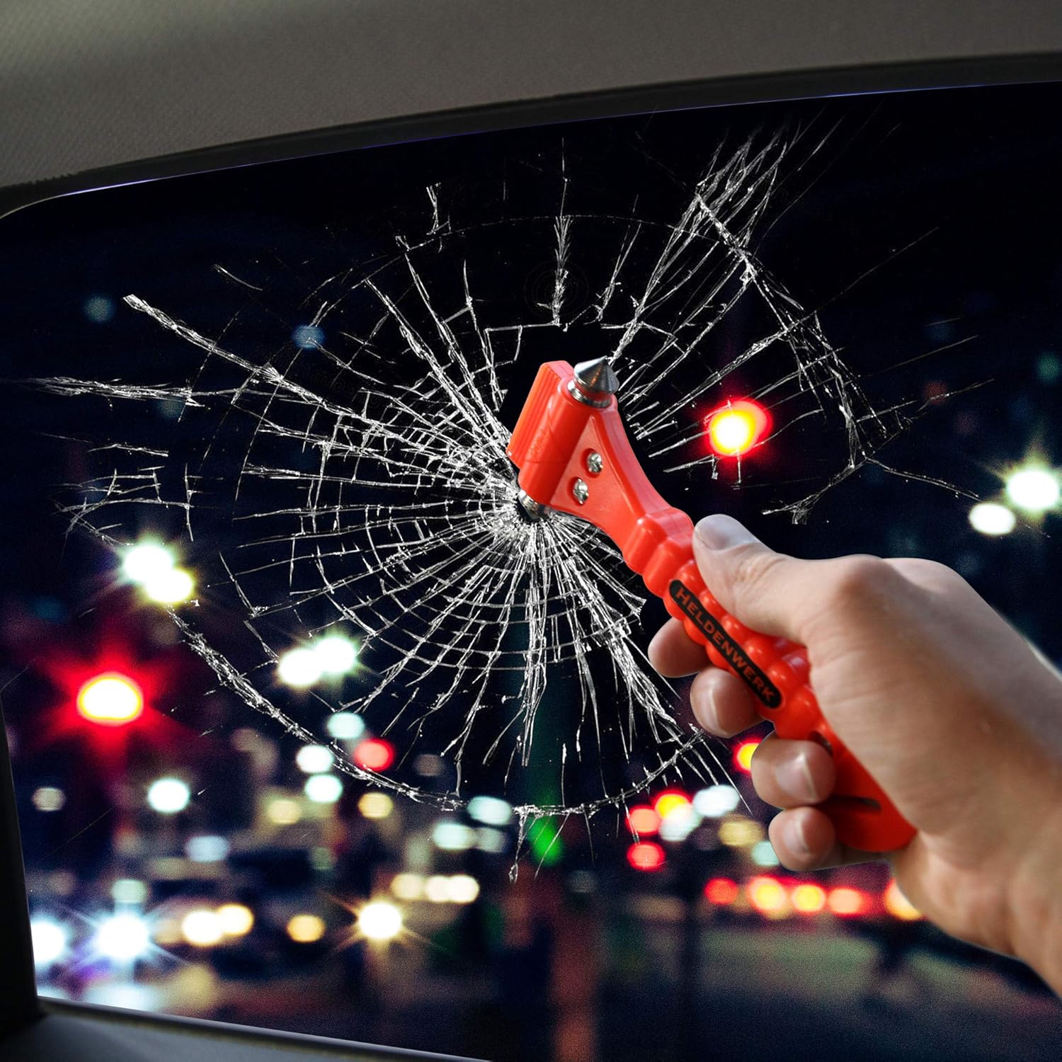 Heldenwerk Martello di emergenza per auto con taglia cinture - Set di 2 Martelletto rompivetro auto con punte indurite - Martello di sicurezza 1 - Immagine 4