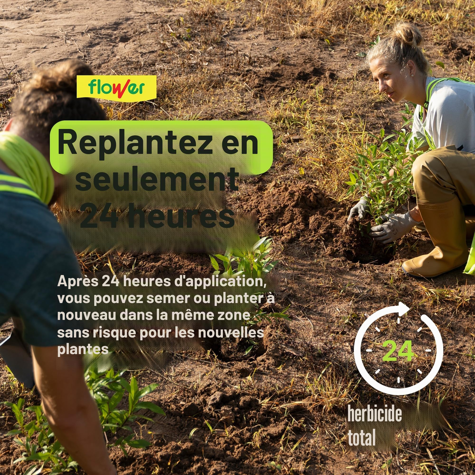 FLOWER X3 Désherbant total écologique 450 m² 750 ml Alternative au glyphosate