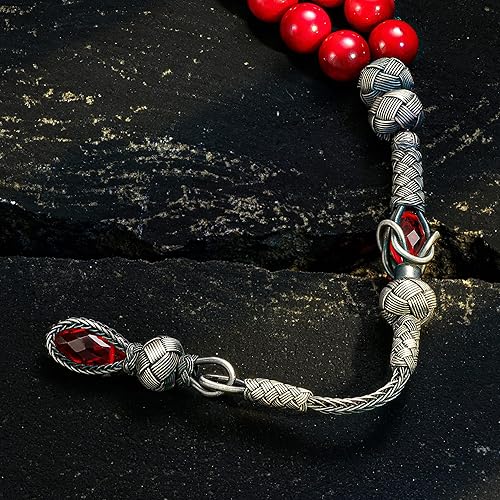 Miniatura 3 de 1000 quilates de plata turco kazaz coral piedra islámica 33 cuentas de oración Tasbeeh Rosario