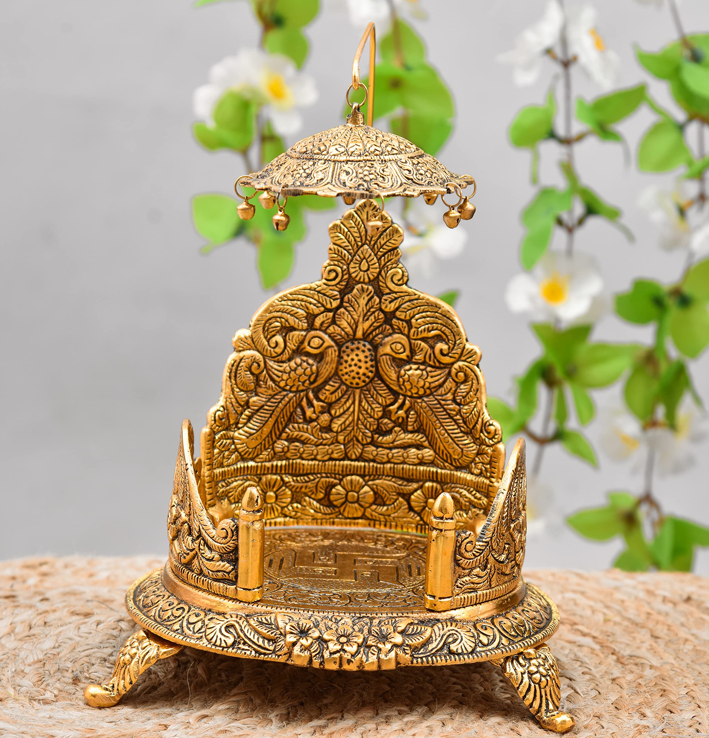 Gold Pooja Jhula Swing - Ladoo Gopal Singhasan -1