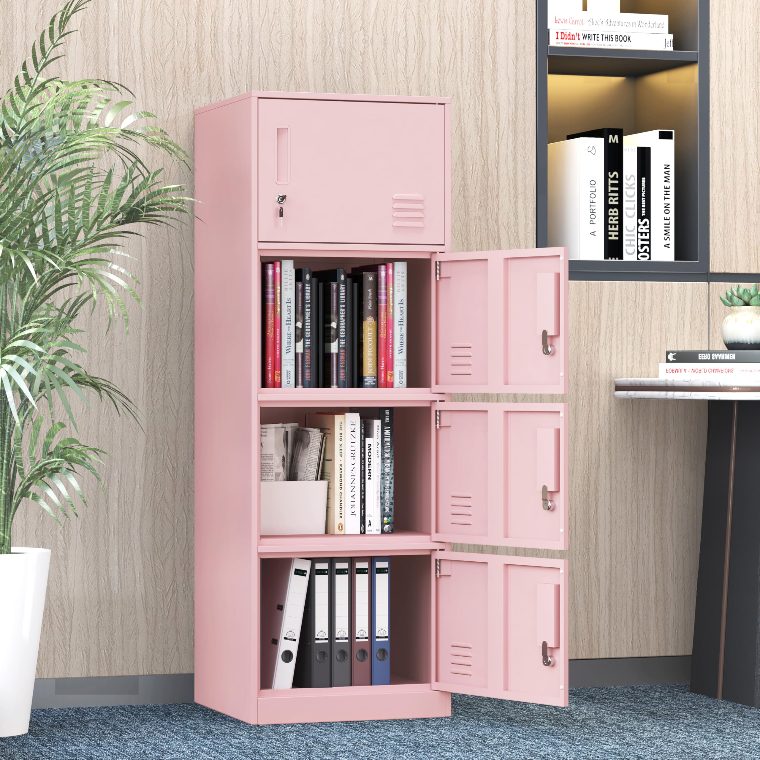 Fumedo Metal Lockers for Employees,Office Storage Locker with 4 Door,Tall Locker Cabinet for Employees,School, Office, Home, Gym,Bedroom