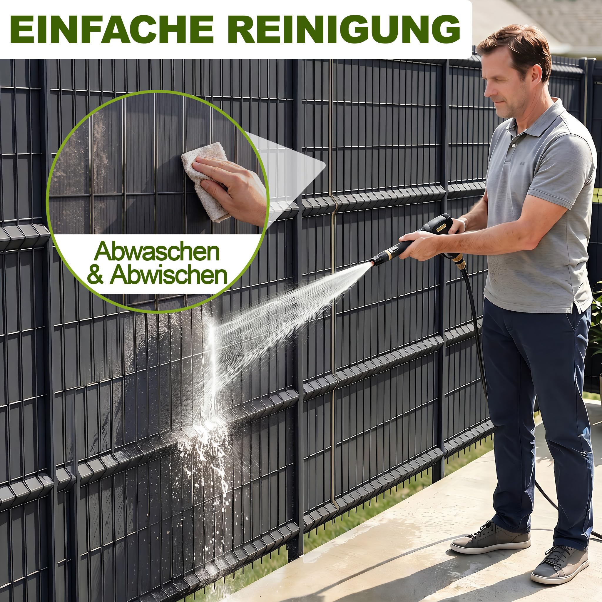 YRHome 35m Bandes de Protection visuelle PVC 4,7cm 1,64㎡ pour Grillage Double Fil, résistant UV & intempéries, occultant Jardin Balcon terrasse, 50 Clips de Fixation Inclus, Anthracite