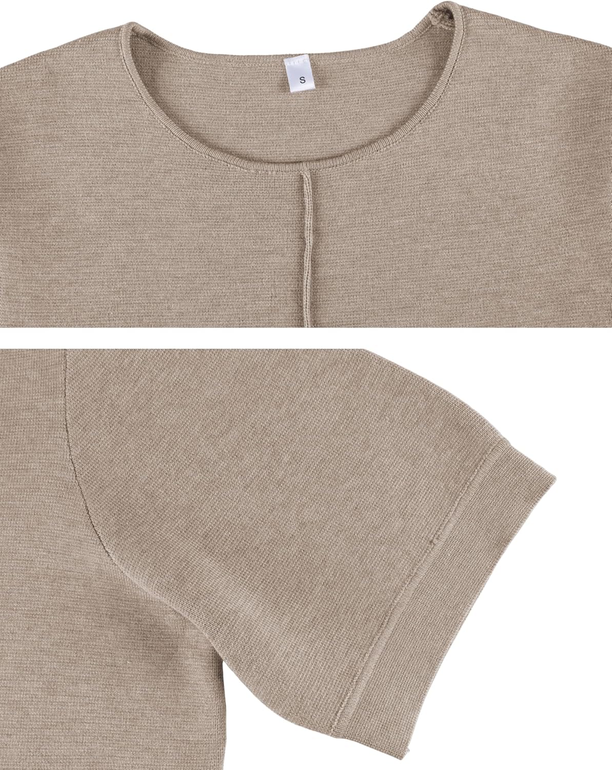 Zhiyouni Women's Short Sleeves Sweater Round Neck Belted Knit Peplum Tops Jumper Pullover