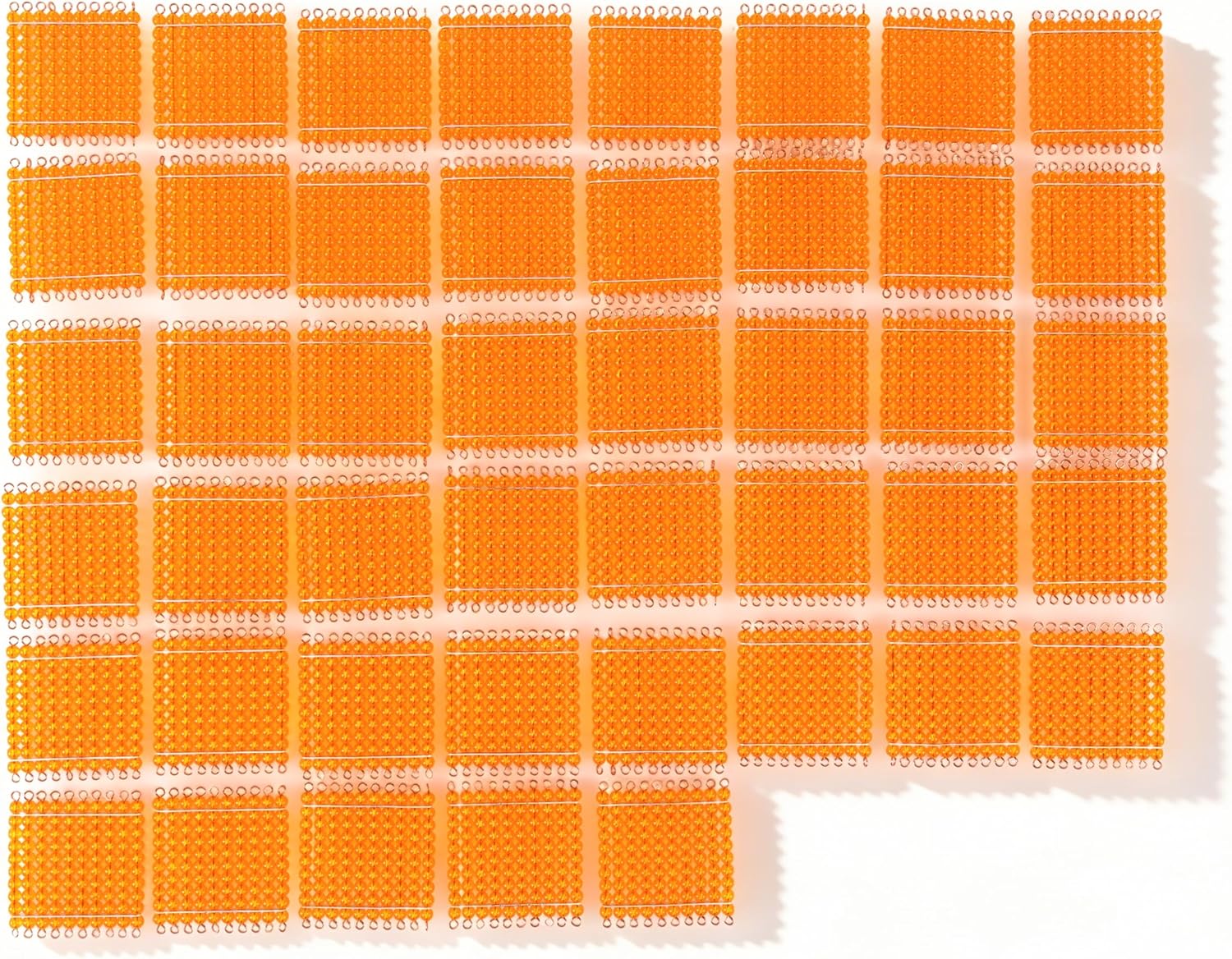 Premium Montessori Golden Bead Squares – 45 Acrylic Hundred Squares with Copper Wire, Math Manipulative for Decimal System, Place Value & Multiplication, Homeschool Classroom Ages 4-9