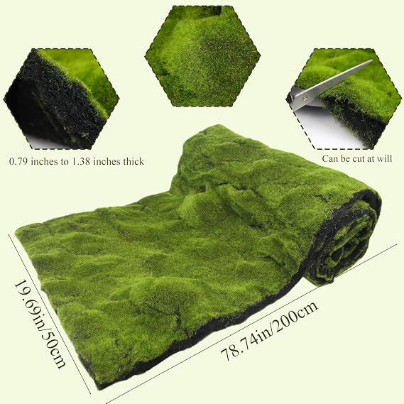 Fake Moss Table Runner Green Moss Roll for Fairy Gardens Grass Wedding Woodland Table Decor Artificial Moss for Indoor Plants Crafts 20 x 79 Green Moss for Decorating Wall 50 x 200cm