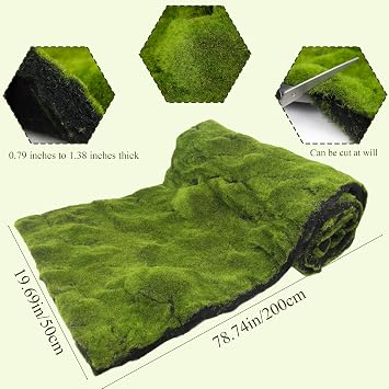 Fake Moss Table Runner Green Moss Roll for Fairy Gardens Grass Wedding Woodland Table Decor Artificial Moss for Indoor Plants Crafts 20 x 79 Green Moss for Decorating Wall 50 x 200cm