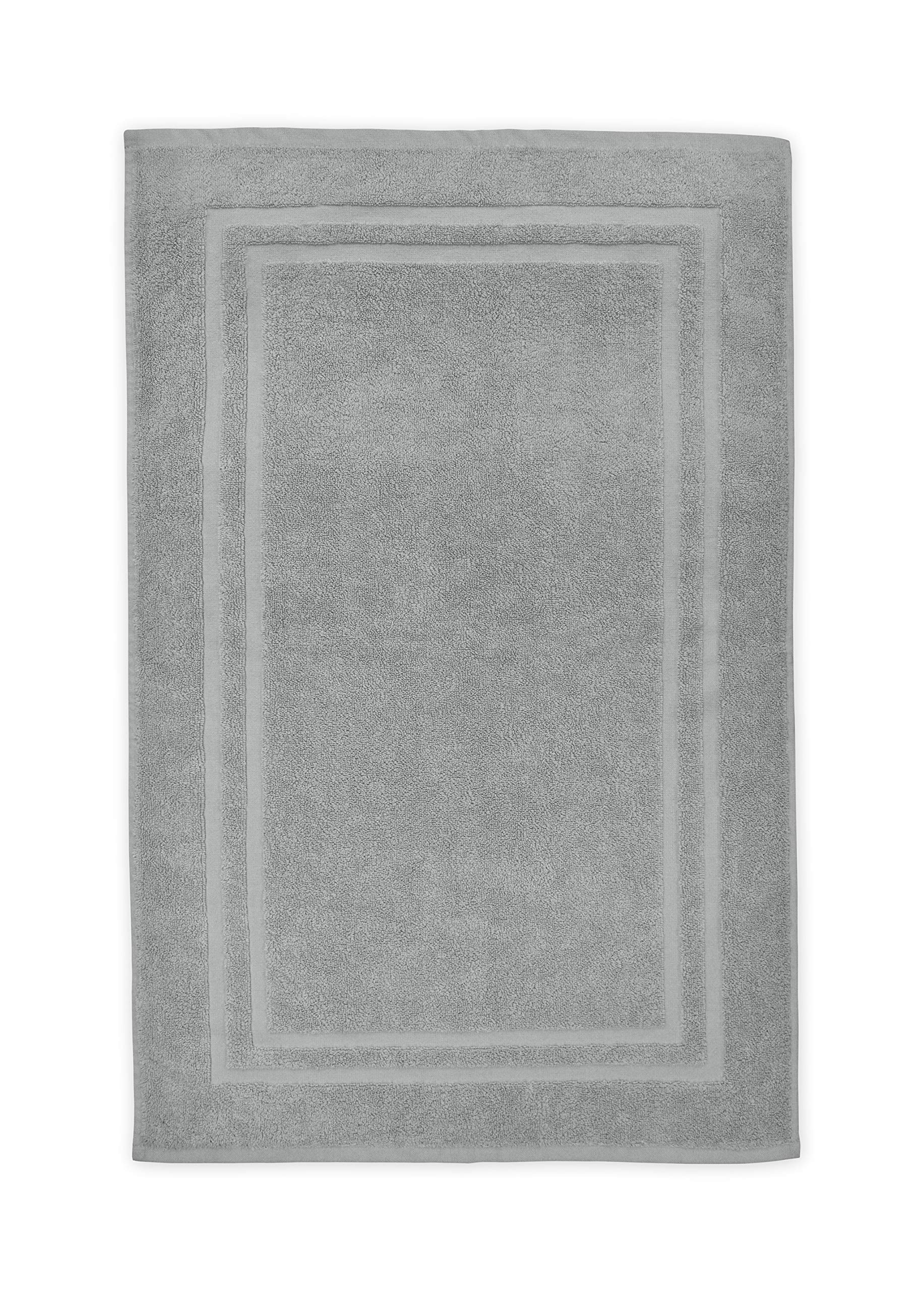 La Maison 100% Cotton Super Soft and Absorbent Bath Mat Shower Mat 50cms x 80cms Hotel Frame Stripe Border (Grey) โ image 1
