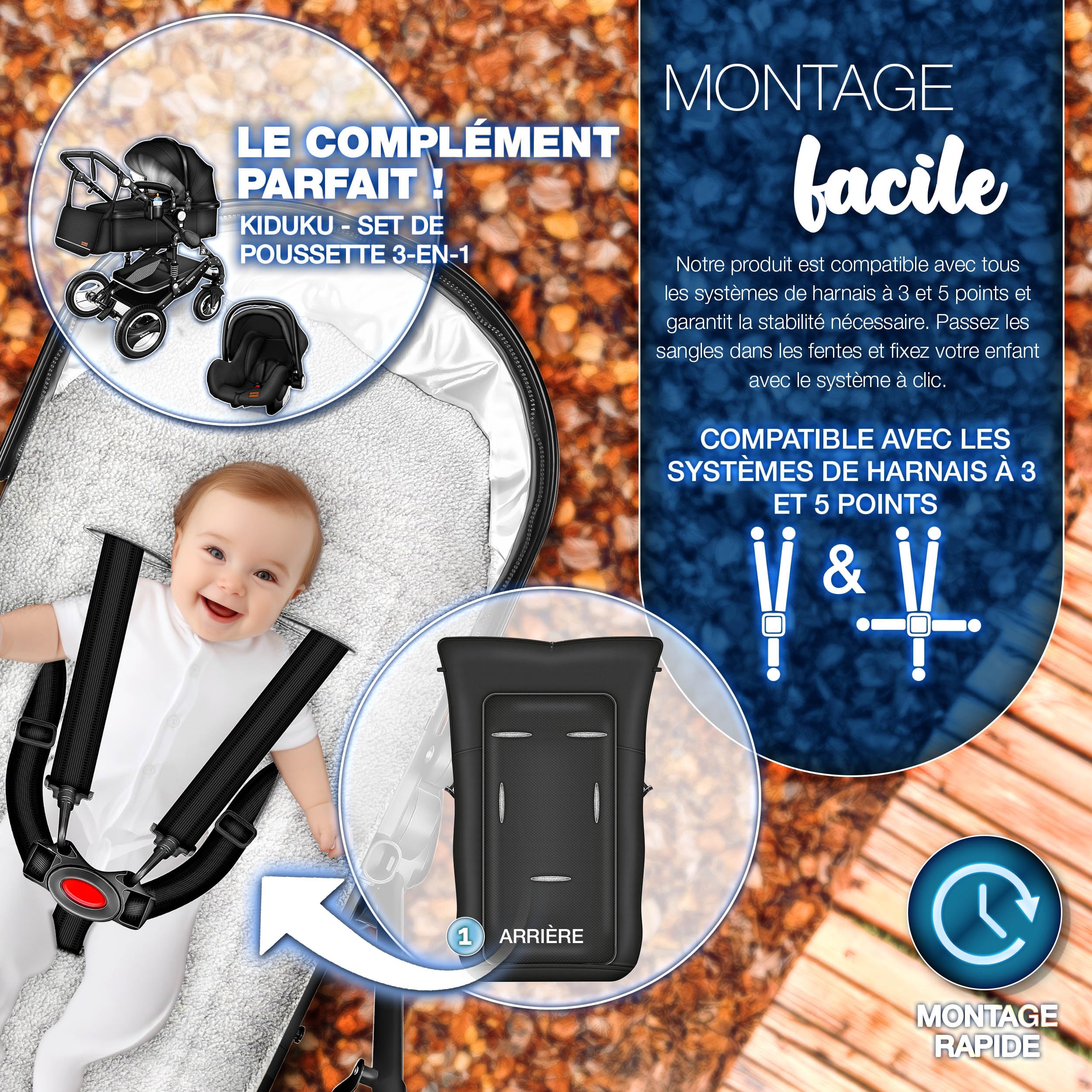 KIDUKU Chancelière pour Poussette - Sac de Couchage bébé Lavable | Couvre-Pieds pour Coque bébé avec Fermeture éclair et Grande Poche