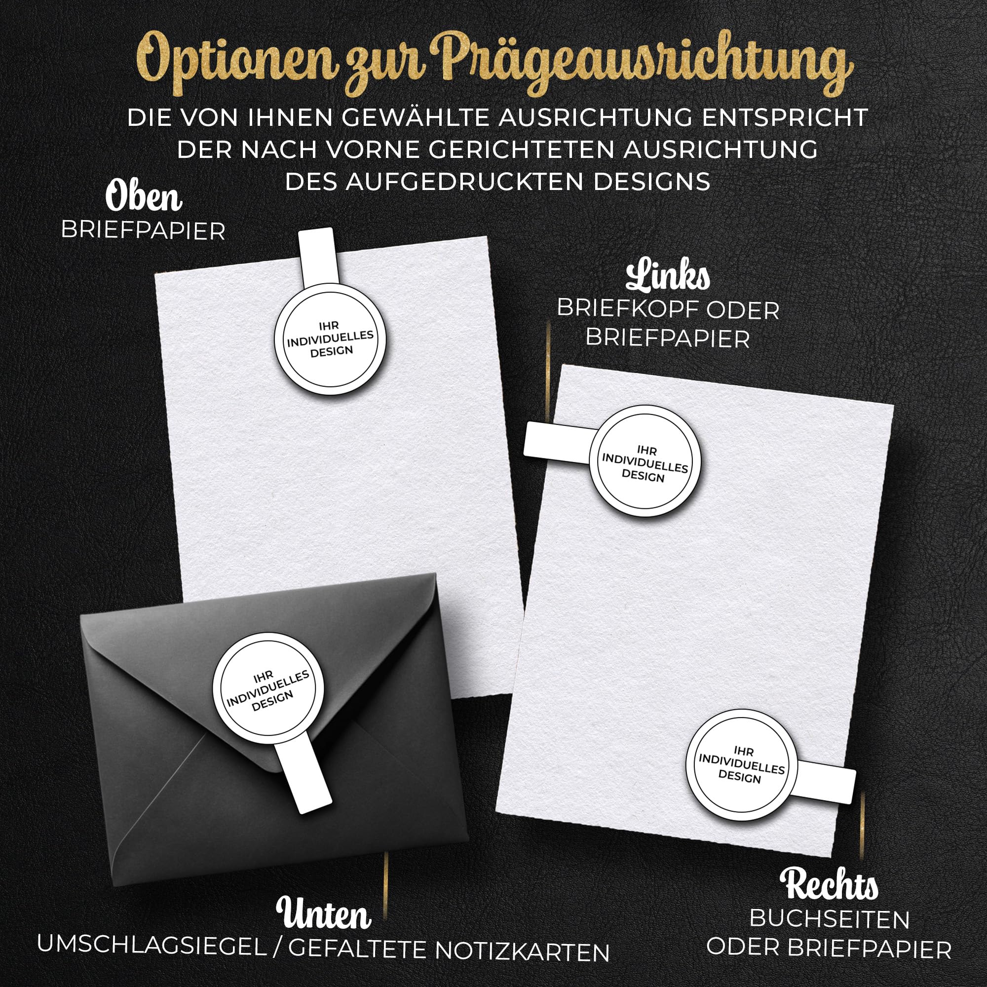 Prägestempel für Papier – Fertige Motive Herzlichen Glückwunsch, Für Dich, Mit Liebe gemacht – Embosser für Karten, Geschenke & DIY Basteln (Von Herzen)