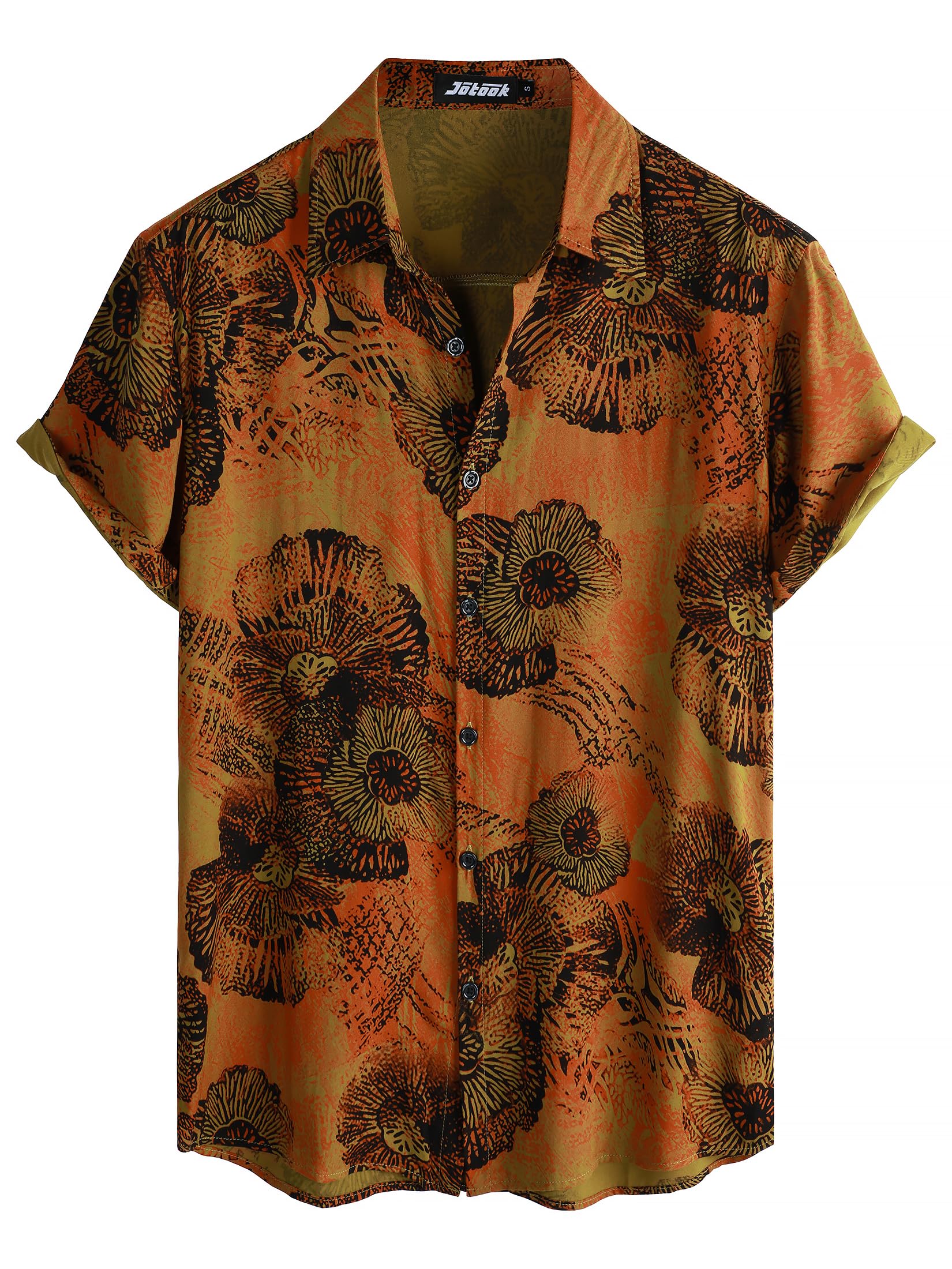 JOTOOK Mens Hawaiian Shirt Short Sleeve Button Down Summer Beach Shirts | Tropical, Vacation, Aloha, Travel, Resort Wear, Cruise Essentials, Vintage, Retro, Casual Stylish, Floral, Hawaii, Button Up