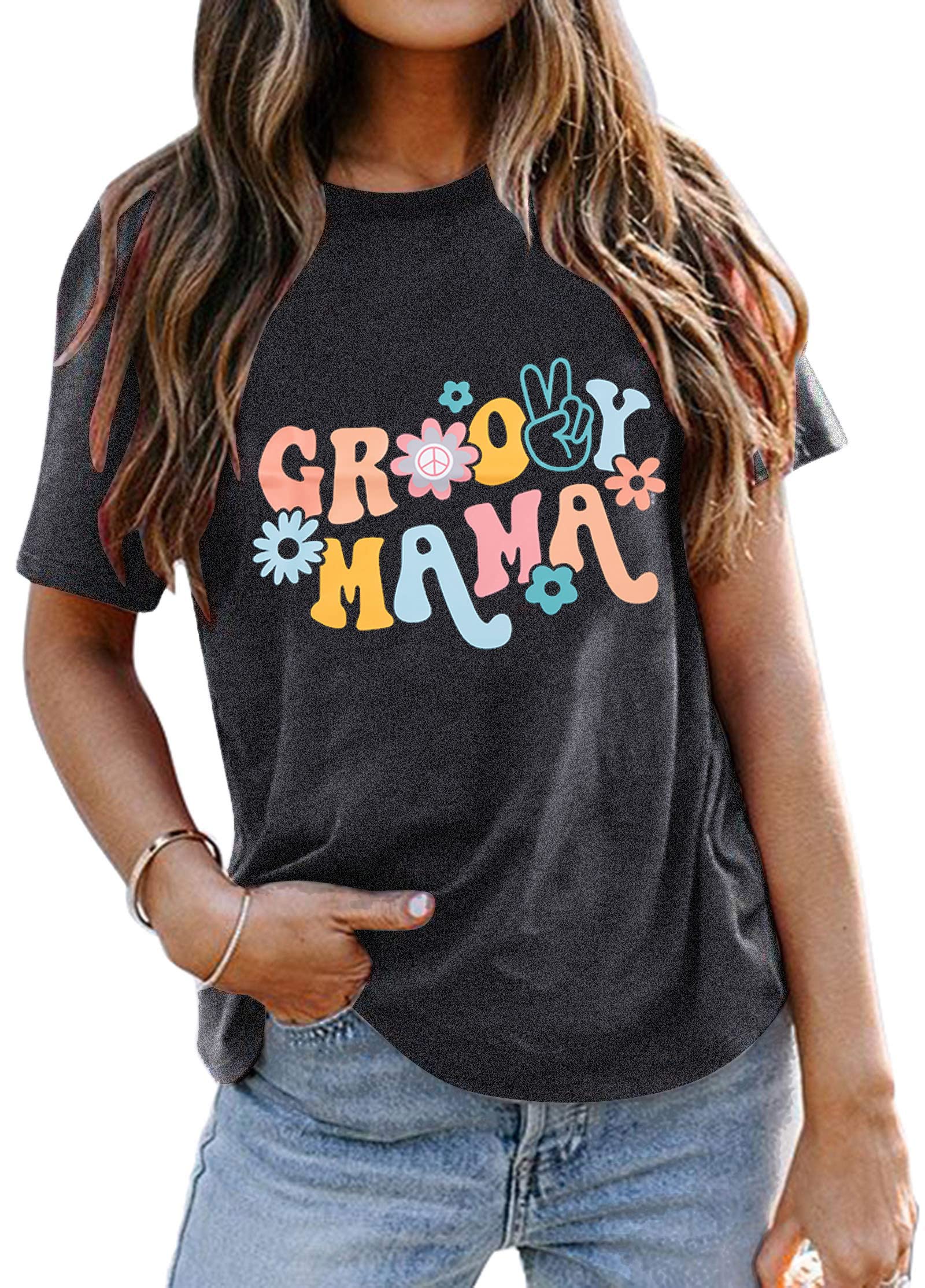 Mama Tshirt Womens 70s Shirt Groovy Mama Tee Retro Mom