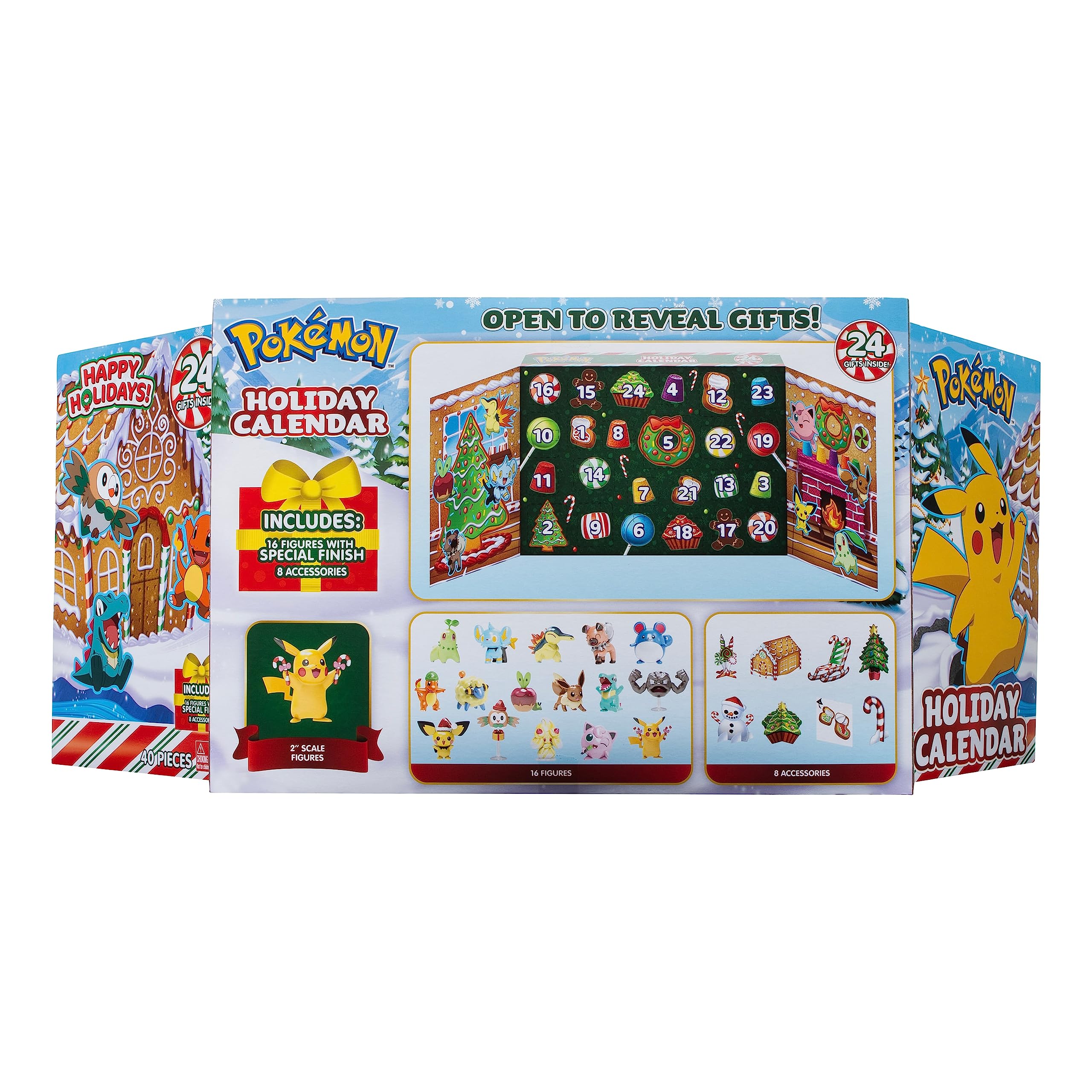Bizak Pokemon Calendario Adviento Especial, Incluye 16 Figuras y 8 Accesorios para Decorar y Montar (63223066)