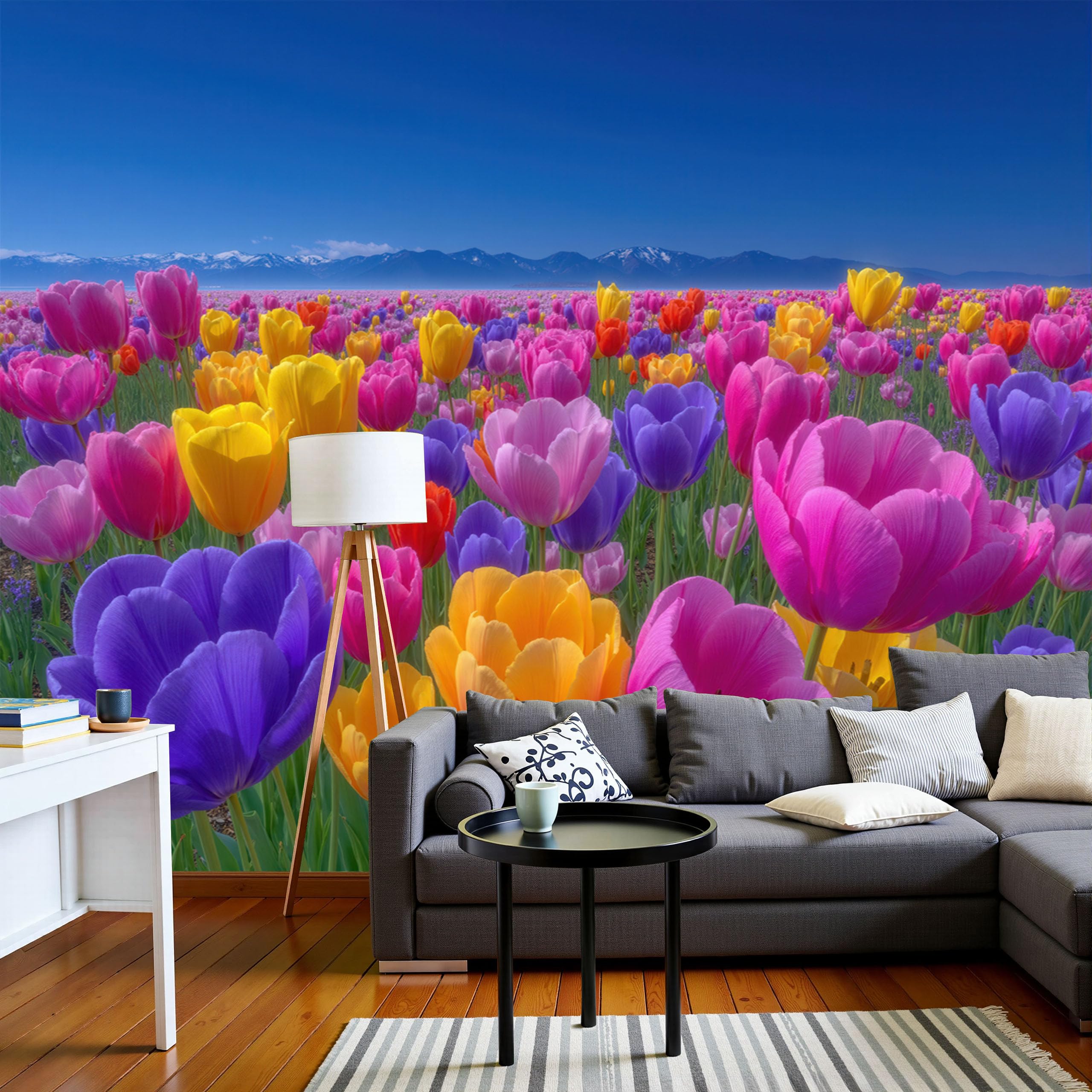 Papier peint panoramique 450x315 cm : poster photo mural fleurs de jardin