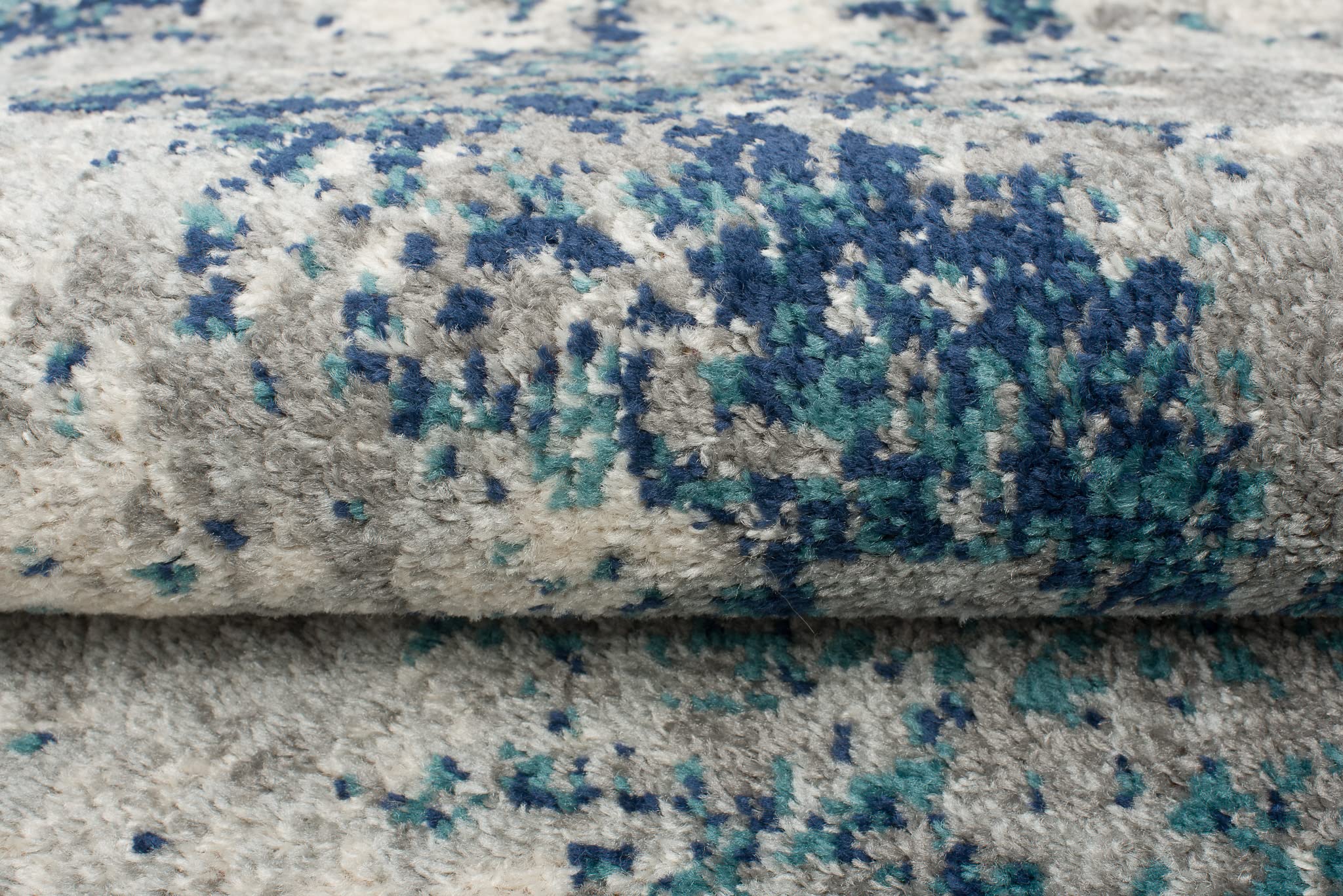 TAPISO Denver Tapis de Salon Chambre Salle à Manger Adulte Bureau Design Moderne Bleu Marine Gris Moucheté Motif Abstrait Doux Poil Court Frise Confortable 240 x 330 cm