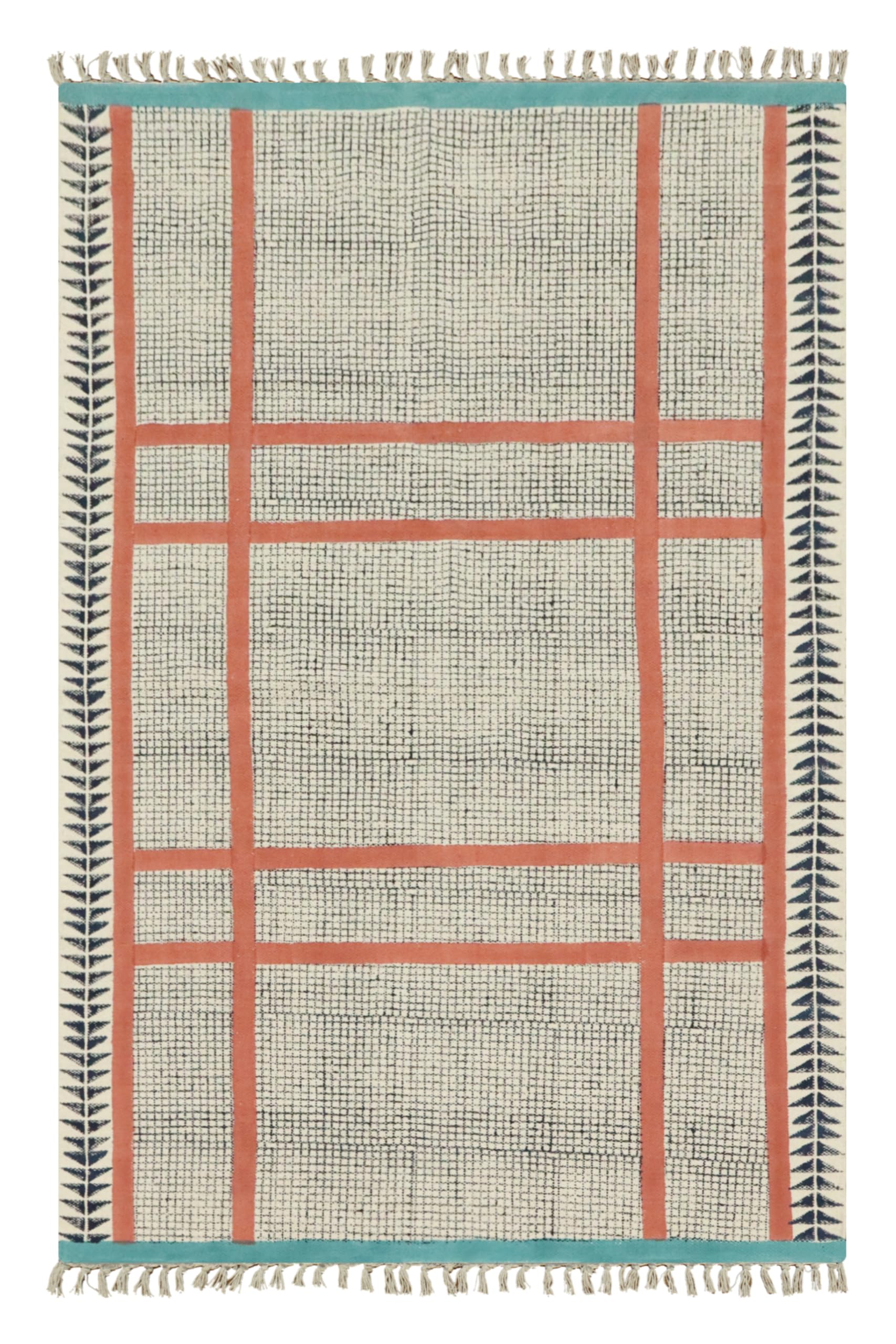 Kilim Tapis carré à rayures de 0,5 cm d'épaisseur en coton imprimé à la main pour intérieur et extérieur, cuisine, balcon, yoga, 0,5 cm d'épaisseur