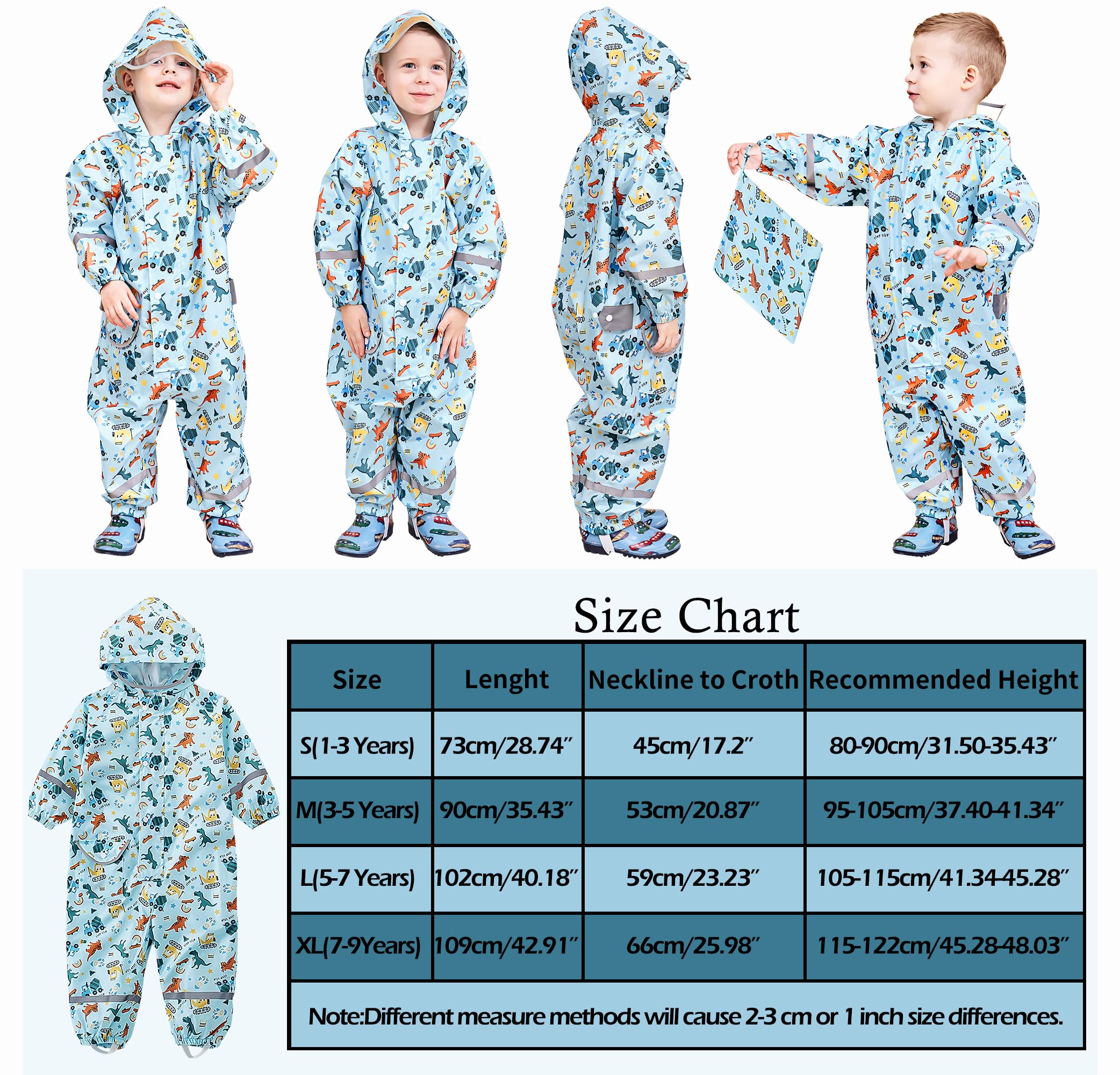 Enfant Imperméable à Capuche Garçon Combinaison de Pluie Respirant Léger Randonnée Vestes Réfléchissante Rayure Imperméables Unisexe 1-9 Ans