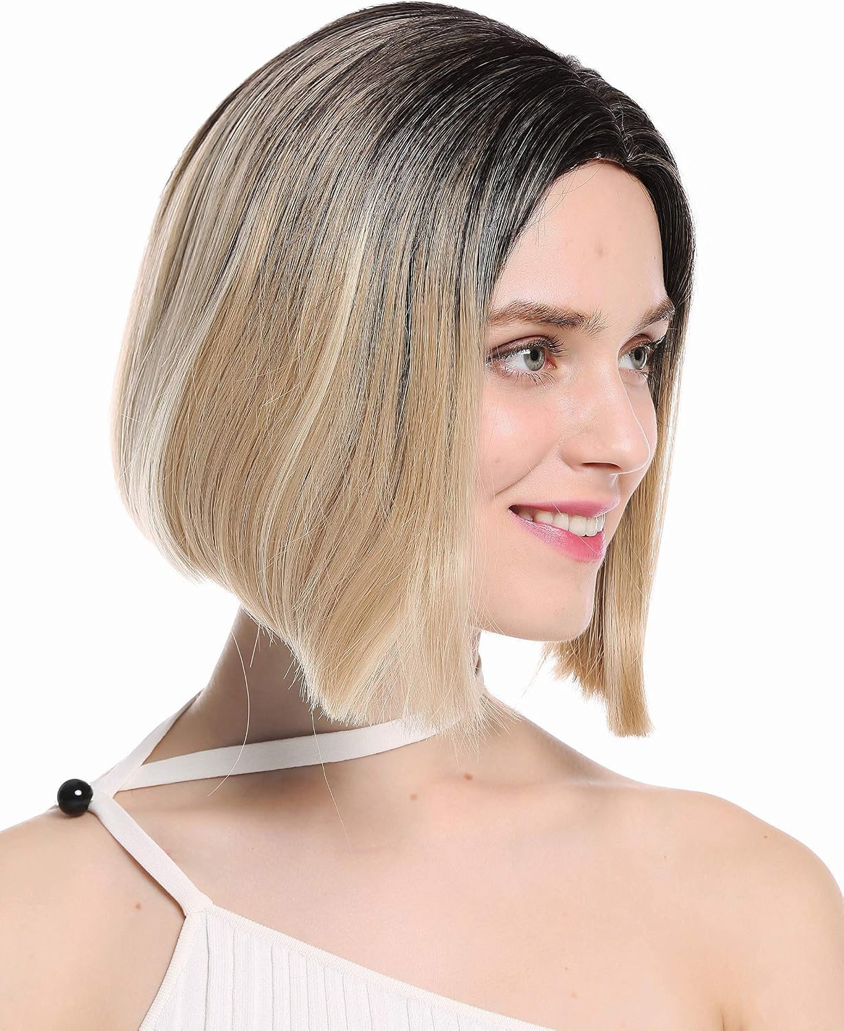 WIG ME UP - GFW2933-18+613+ women's quality wig short long bob middle parting sleek ombre black blonde highlights - Image 3
