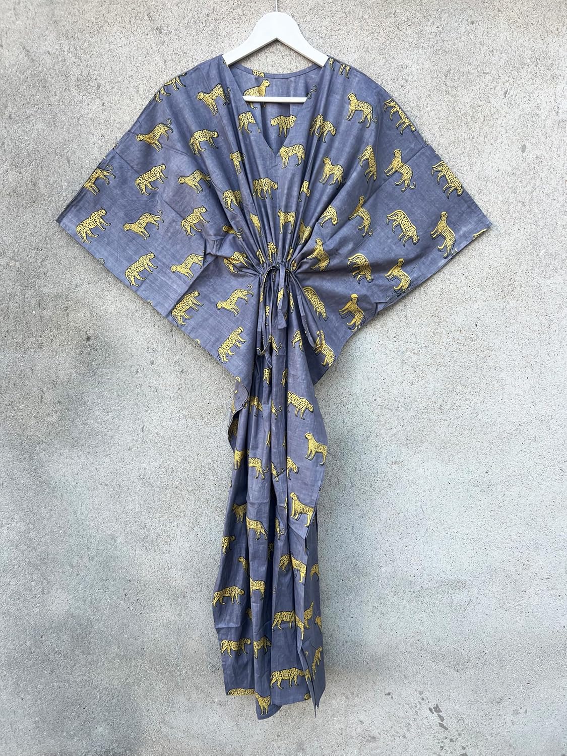 Handmade Animal Printed Cotton Kaftan, Beach Wear, Nightwear Maternity Gown, Stylish Bikini Cover-up