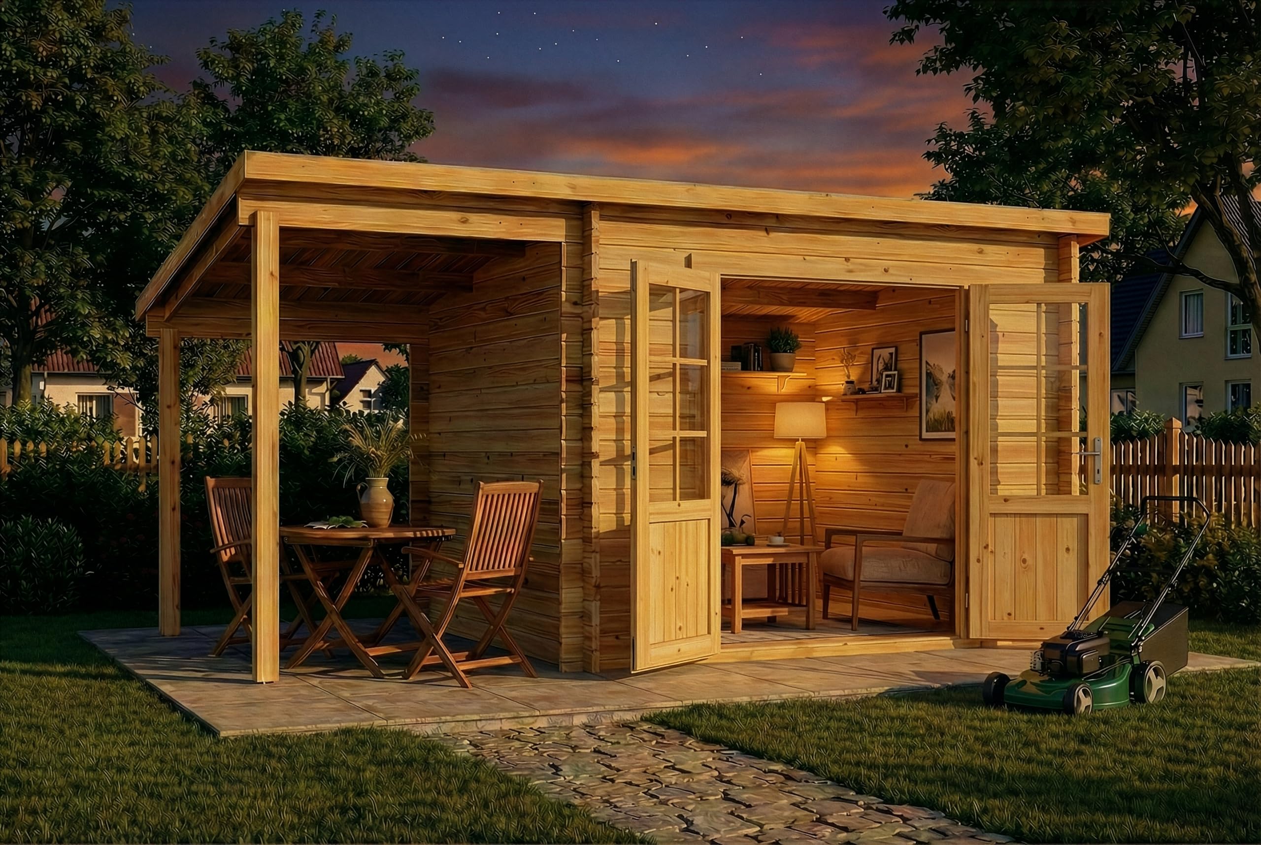 Alpholz Gartenhaus Maria mit Schleppdach aus Holz Gerätehaus mit 28 mm Wandstärke Pultdach