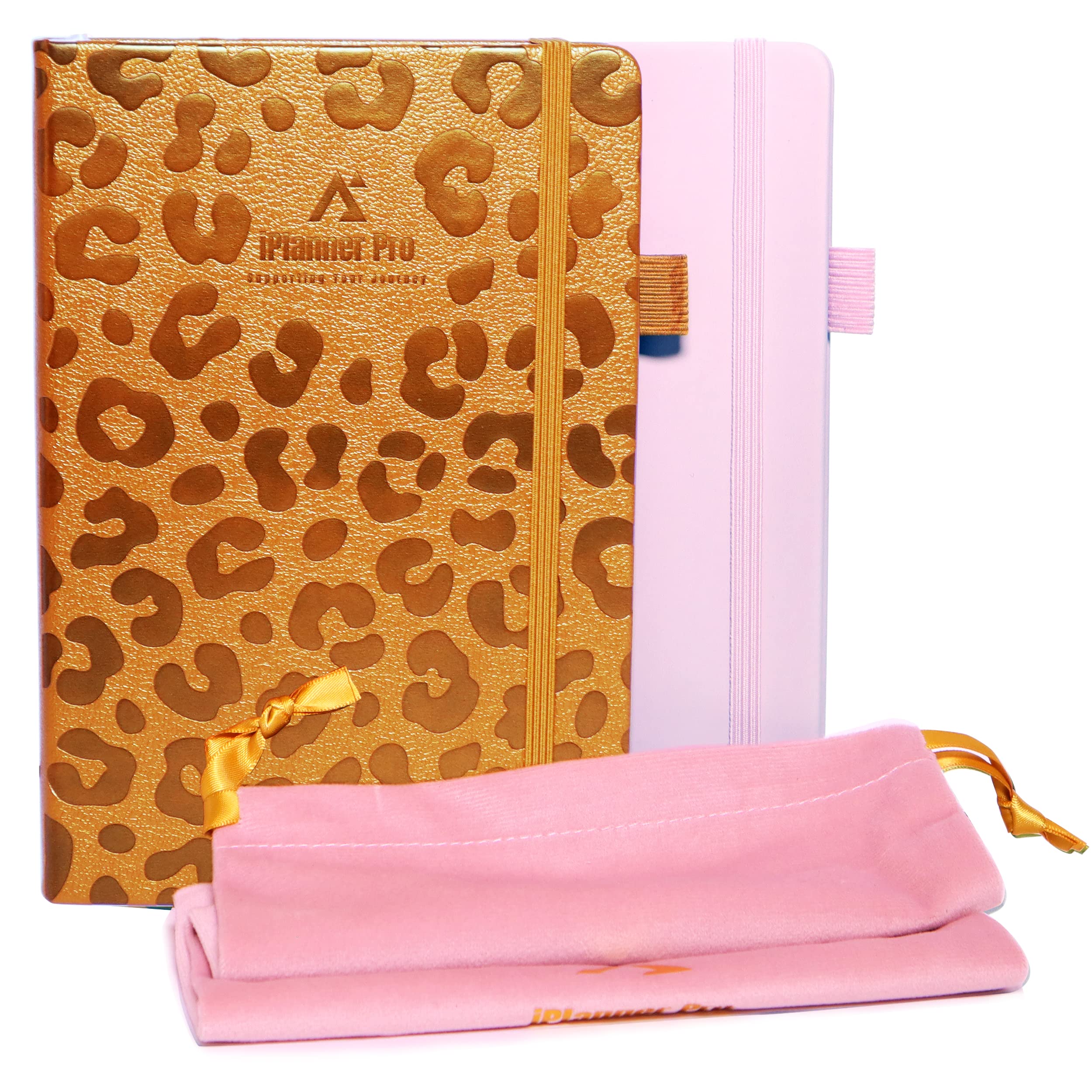 Time Blocking Vertical Planner, Weekly & Monthly Goal Planner, Habit Tracker, Time Management, Productivity Organizer, Dot-Grid Journal, Undated, A5 – Aesthetic Gold Cheetah Print & Pink