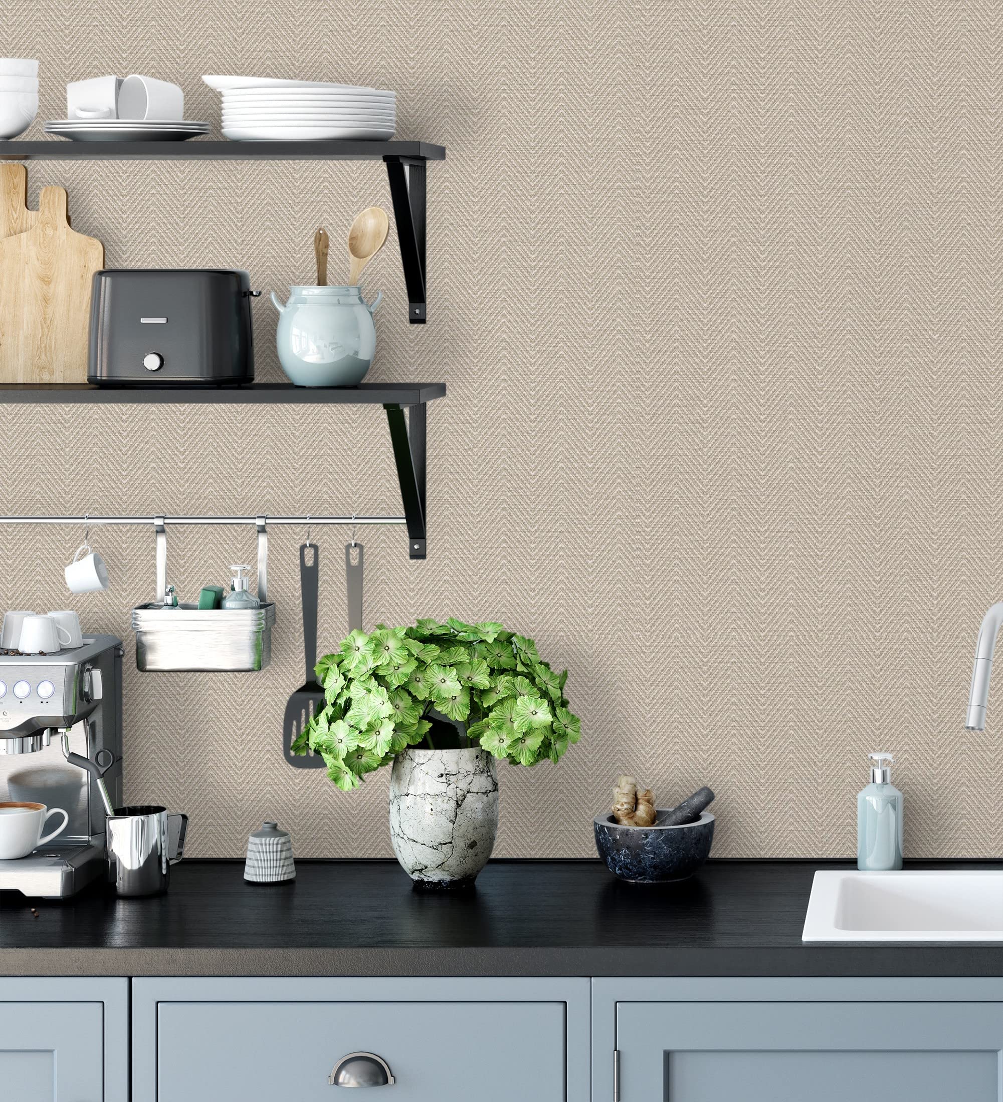 GAULAN 680977 - Papel pintado vinílico lavable de espigas con textura en relieve para pared salón cocina baño dormitorio pasillo - Rollo de 10 m x 1,06 m