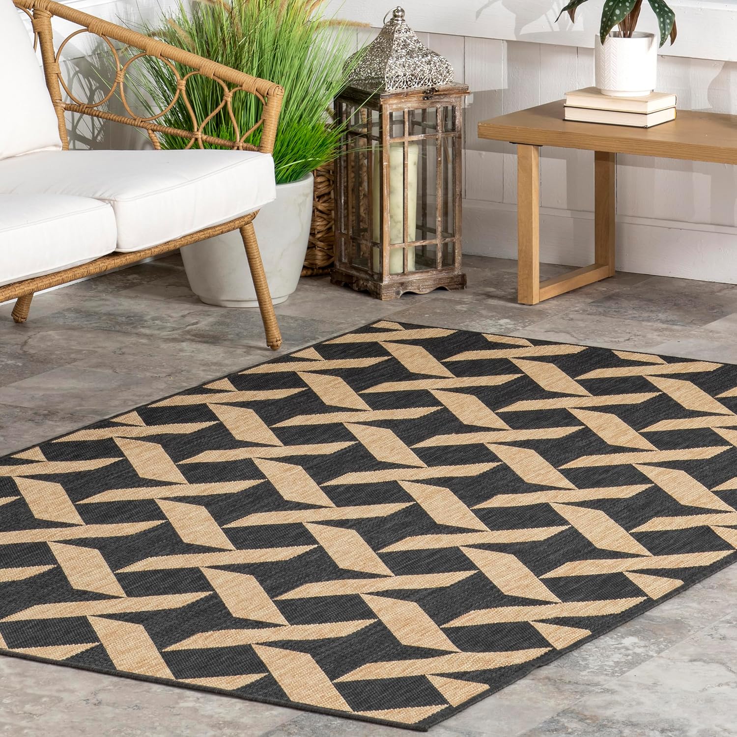 nuLOOM 8' x 10' Outdoor Performance Area Rug, Stain Resistant, Weather Resistant, High Traffic, Patio, Balcony, Outside, Dark Grey