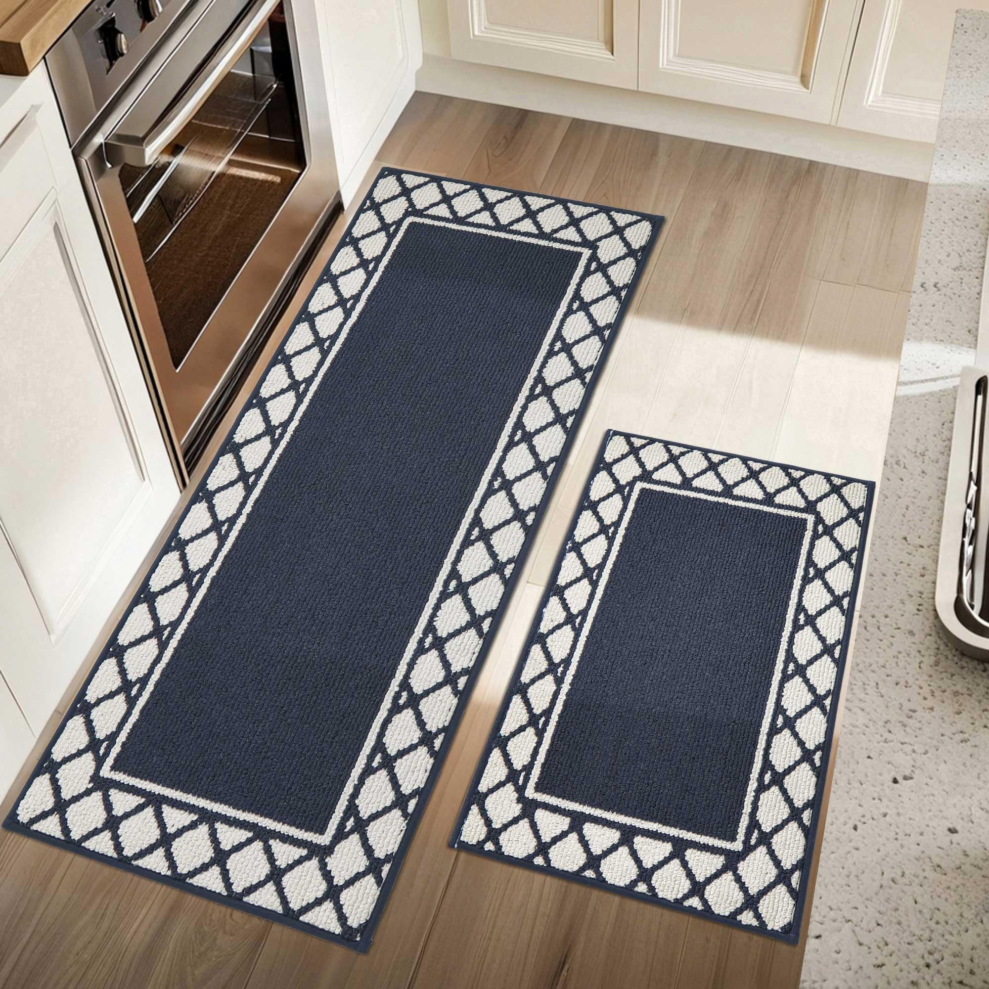 COSY HOMEER Washable Kitchen Rugs Sets of 2 Non-Slip Kitchen Mats for Floor Absorbent Kitchen Runner Rug for Kitchen Carpet,Sink Mat and Laundry, 20"