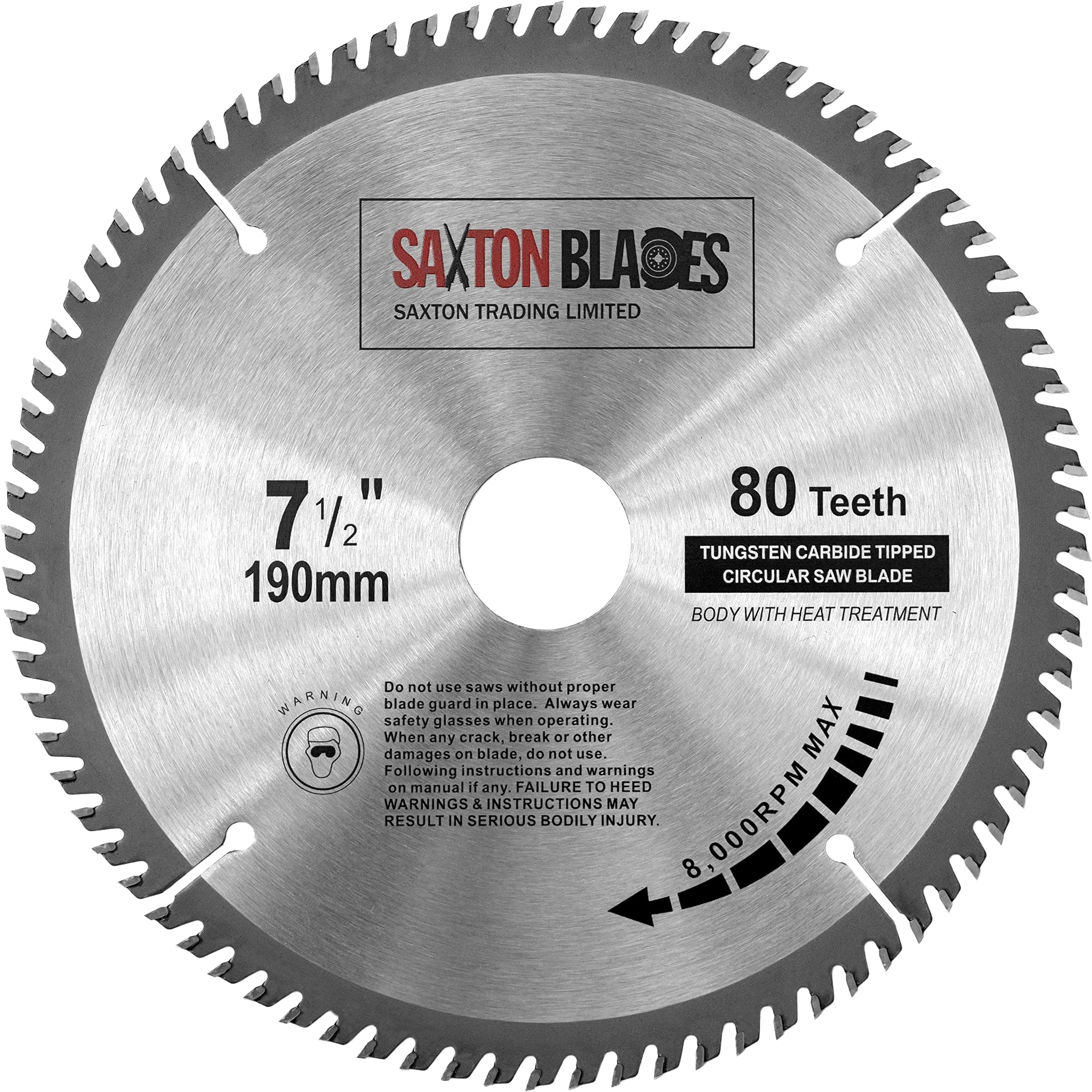 TCT19080T Saxton TCT Circular Wood Saw Blade 190mm x 30mm x bore x 80T