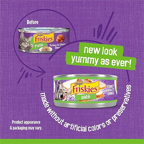 Miniatura 2 de Purina Friskies Dinner - Alimento húmedo para gatos de pavo y menudencias, (24) latas de 5.5 onzas -