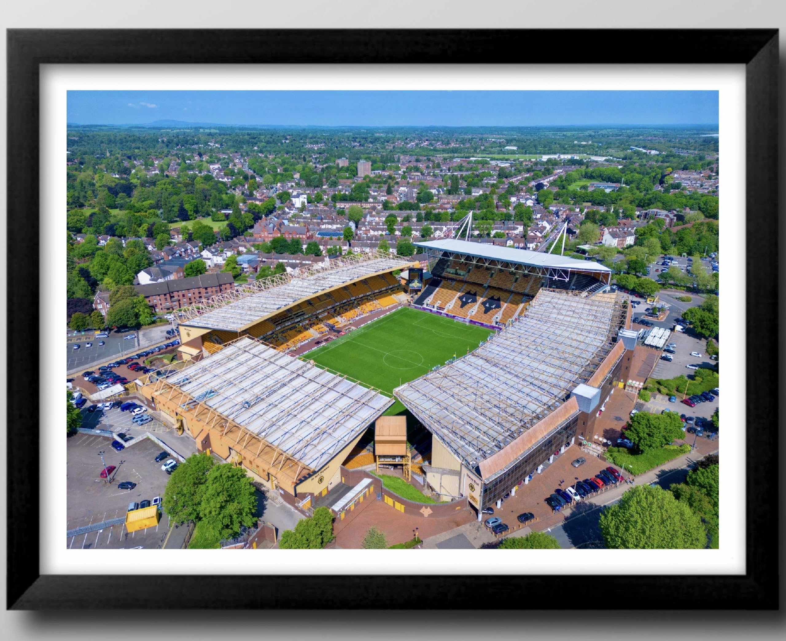 Wolverhampton Wanderers FC Gifts, Molineux Stadium Framed Print, Poster, Wall Art, Football Club Memorabilia. (Black Frame, 53cm x 43cm)