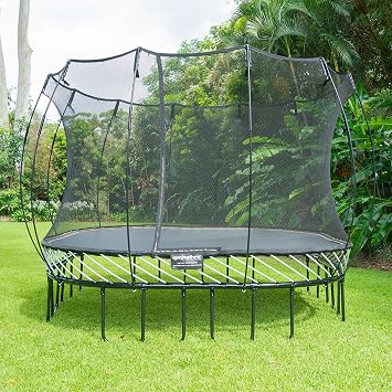 Springfree Trampoline Springless Square Backyard Trampoline with Enclosure for Kids - 11ft or 13ft Sizes & Optional Add-On Attachments & Accessories