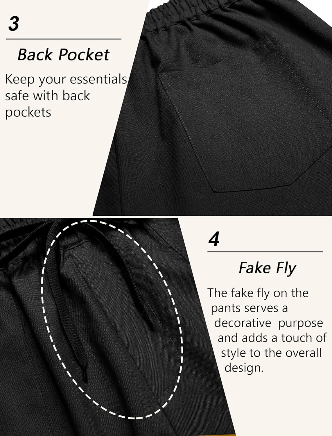 COOFANDY Linen Pants Mens Lightweight Linen Pants Elastic Waist Beach Yoga Summer Trousers - Image 6