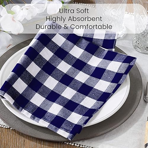 Miniatura 4 de Servilletas de tela a cuadros de búfalo 100% algodón, ideales para eventos, bodas, Navidad, Pascua, servilletas de tela perfectas para uso diario,