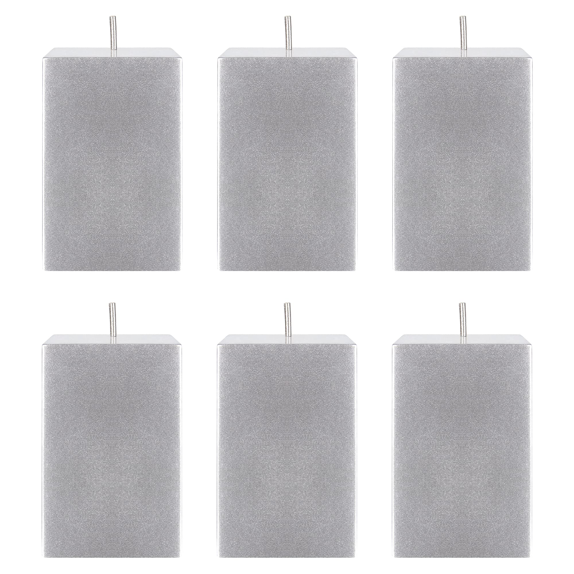 SRG 6 pcs Unscented Silver Square Pillar Candle, Hand Poured Premium Wax Candles 3 Inch x 9 Inch, Home Décor, Wedding Receptions, Baby Showers, Birthdays, Celebrations, Party Favors & More