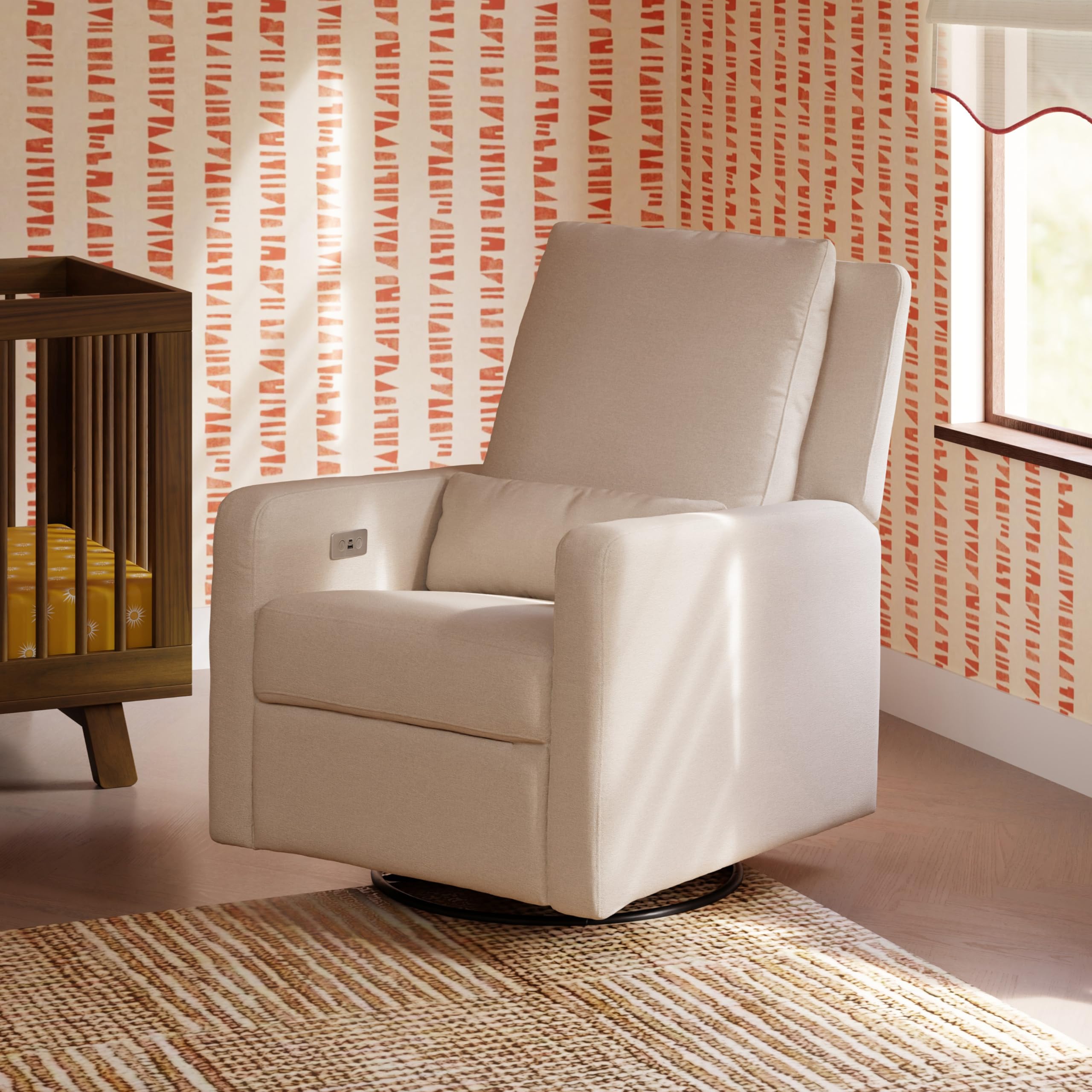 babyletto Sigi Power Recliner and Glider in Performance Beach Eco-Weave