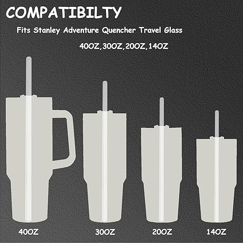 Miniatura 3 de Paquete de 6 popotes de repuesto compatibles con vasos Stanley de 40 onzas, se adapta a vasos de viaje Stanley Adventure Quencher, popotes