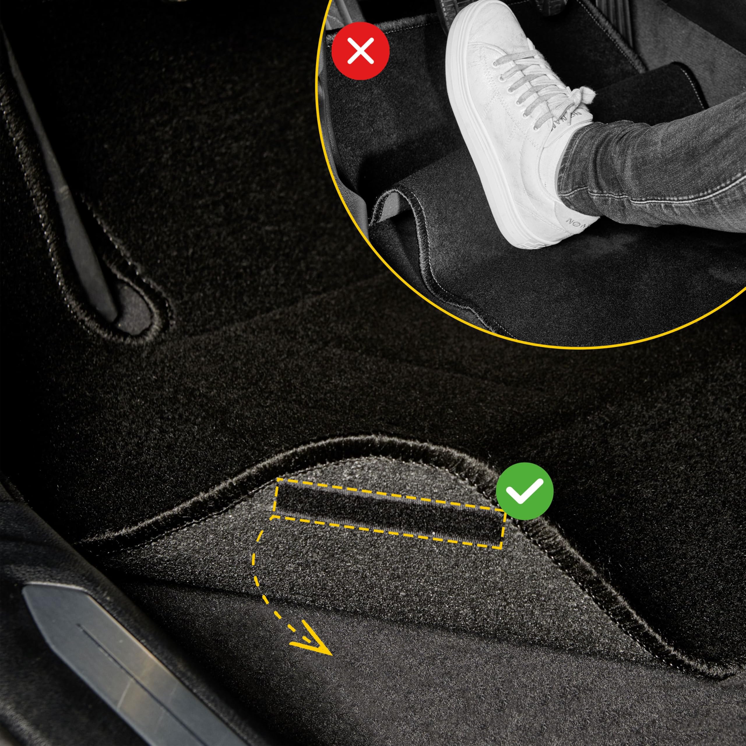 DBS – Tapis de Voiture - sur Mesure pour Renault 5 E Tech Electrique dès 01/2024 – Antidérapants avec Clips de Fixation – 4 Tapis Auto Avant/arrière – Moquette Noire