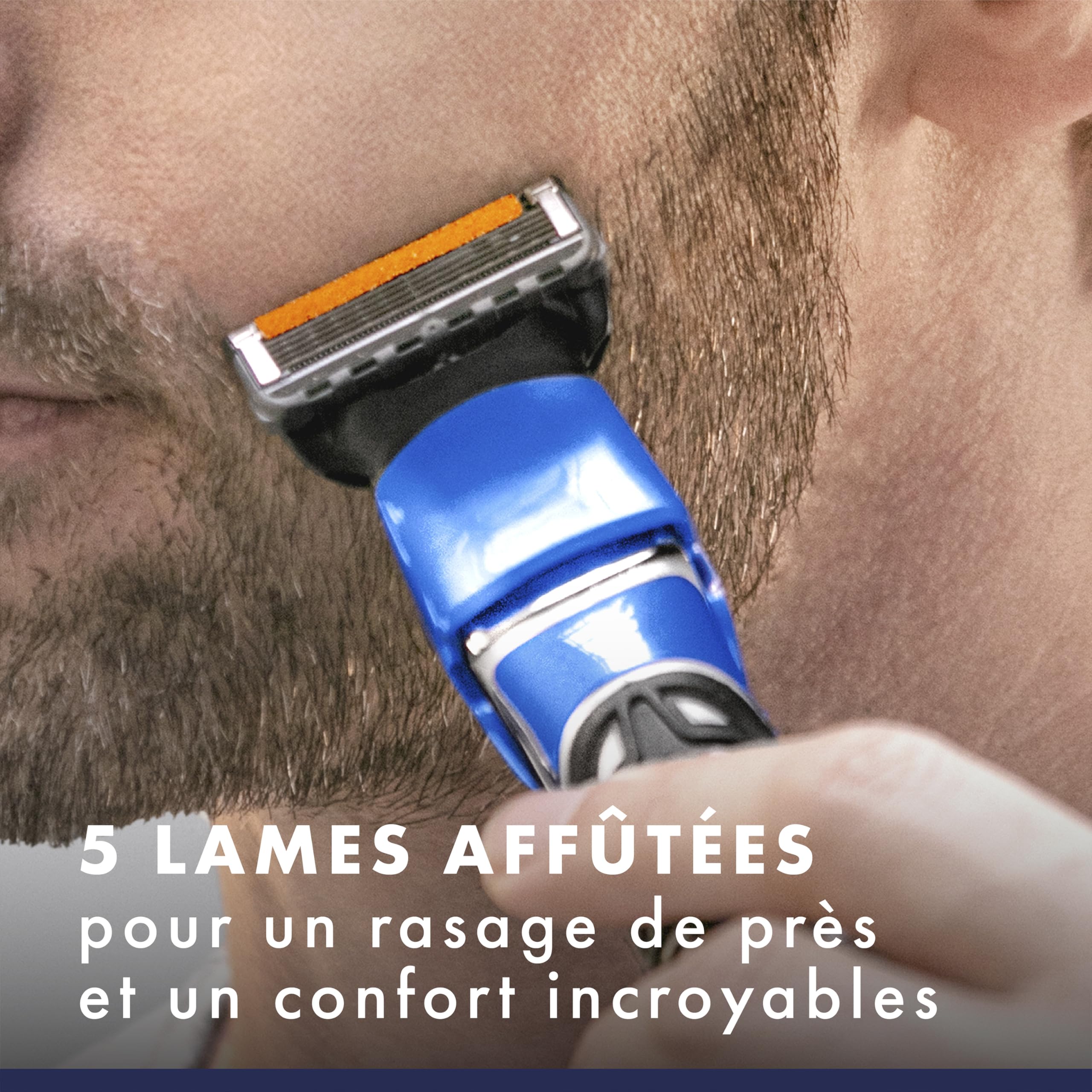 Gillette Tondeuse Homme Tout-en-Un, Bleu et Noir, avec 4 Accessoires | Etanche, sans Fil, Coffret Comprend 1 Tête de Rasoir à 5 Lames Problades en Acier Inoxydable, 3 Sabots, Technologie Braun