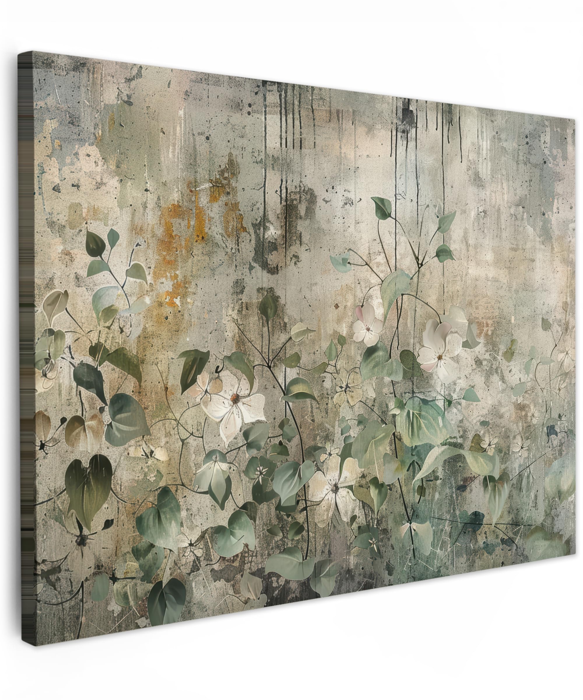 MuchoWow© Canvas Wall Art 31"x24" / 80x60 cm Decor Paintings Prints framed on Canvas Decorations Wallart Flowers - Foliage - Abstract - Modern
