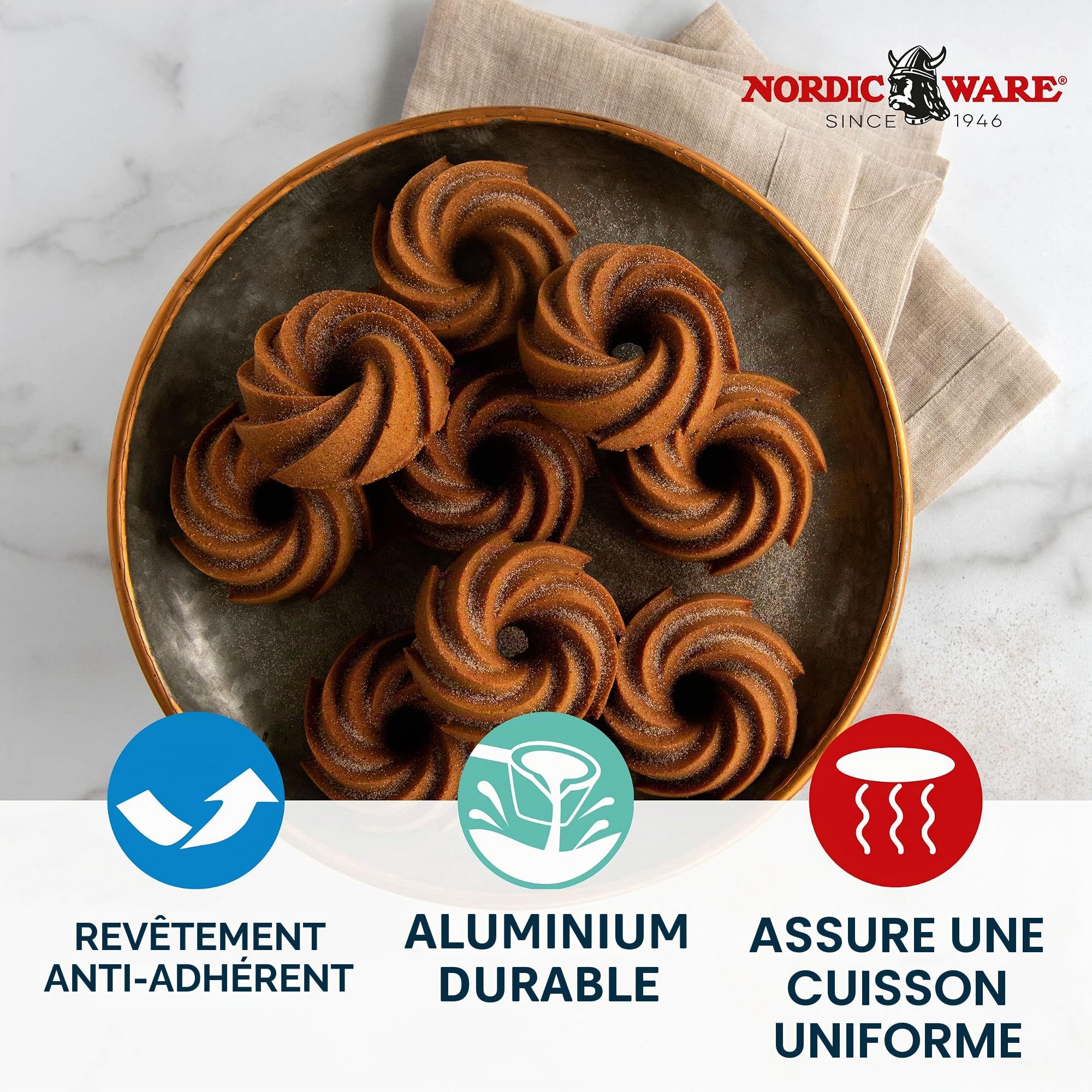 Nordic Ware Moule 6 mini Bundt® Heritage Gold